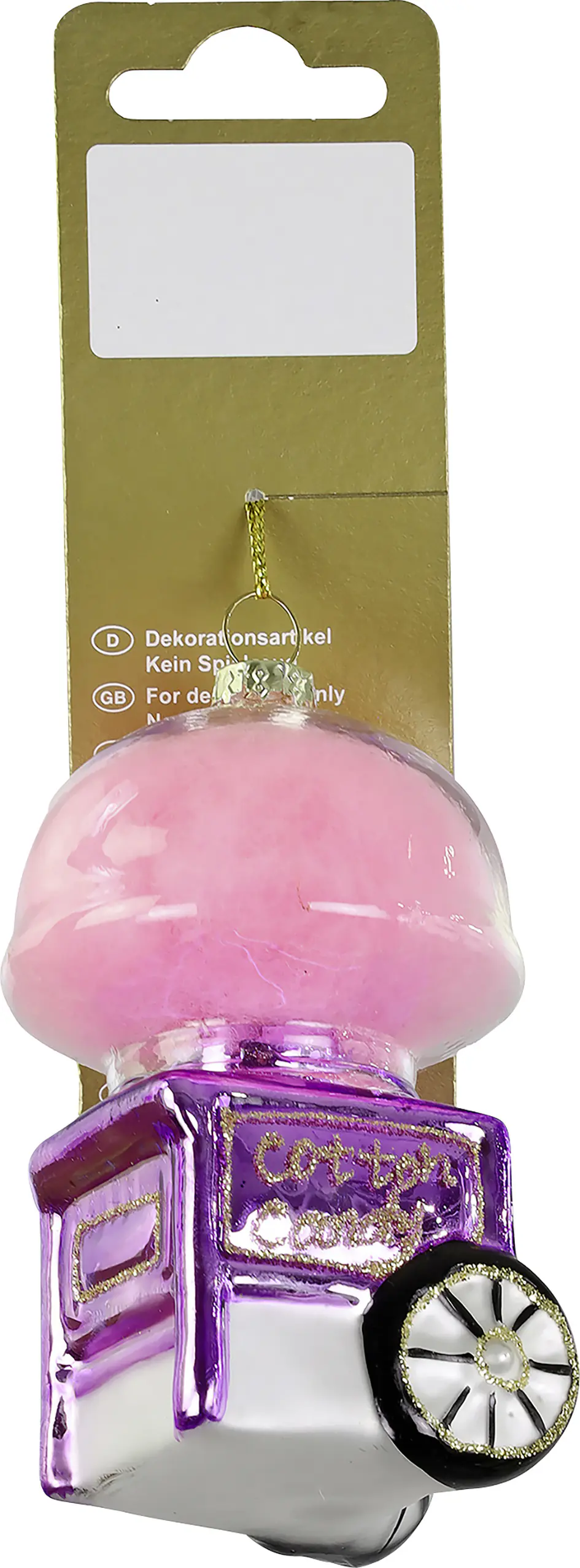 Dekohänger Zuckerwattewagen Glas 9 x 6 cm pink-lila 