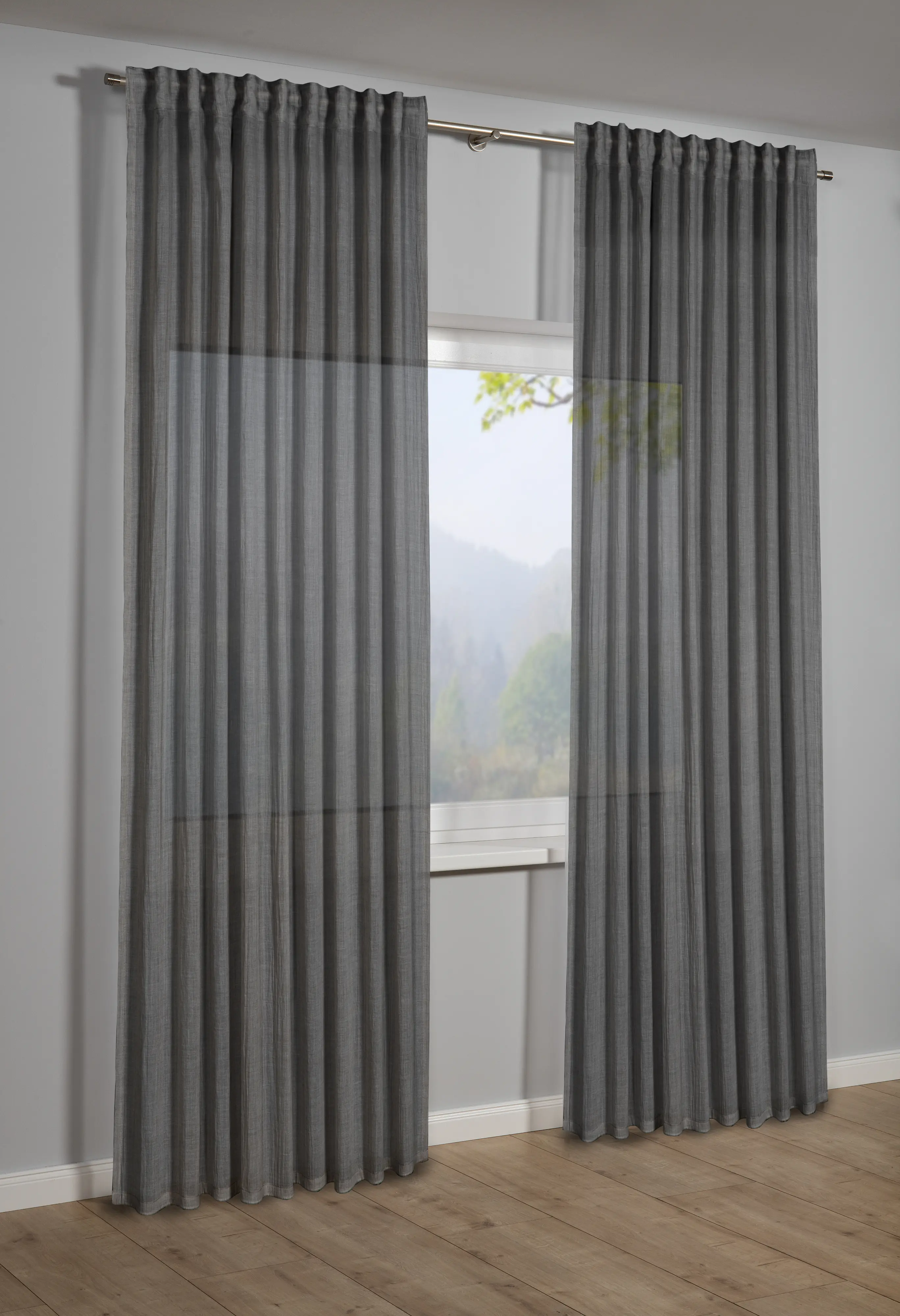 Sehlbach Fertigschal mit Gardinenband Struktur 135 x 245 cm anthrazit 