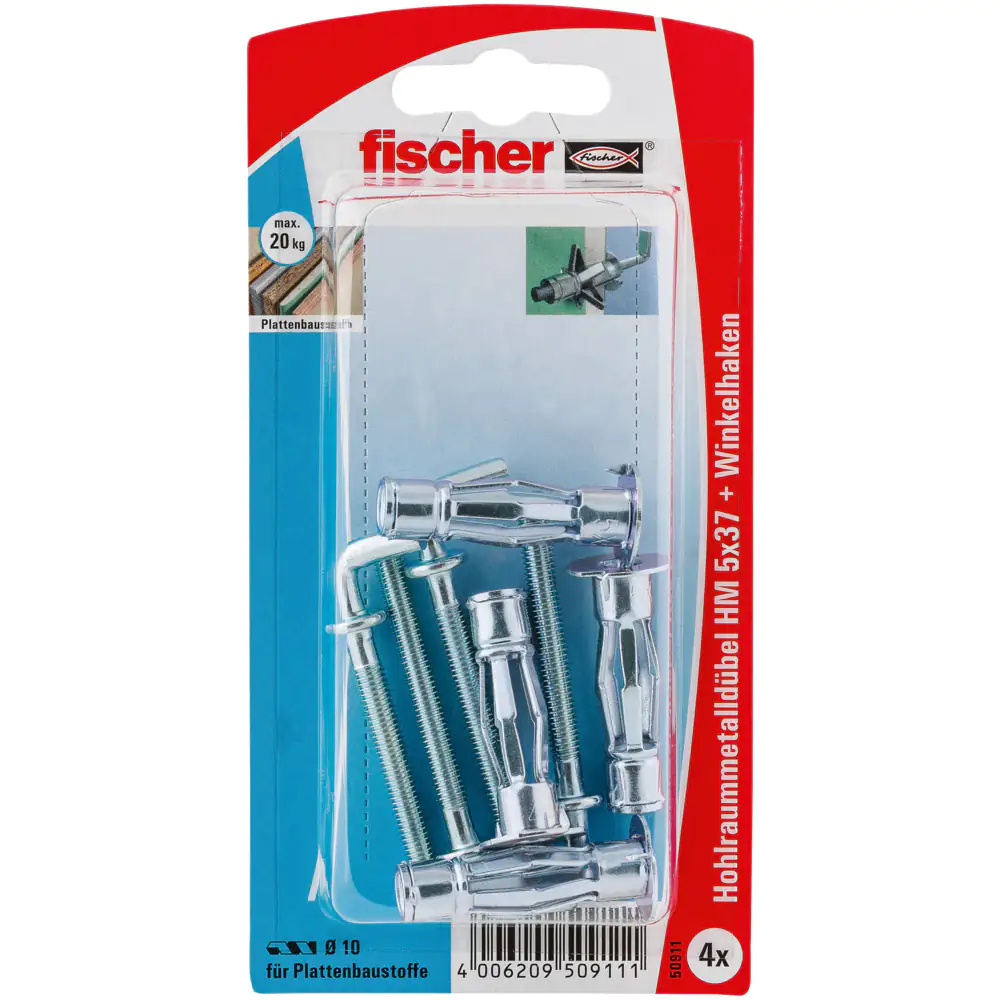 Fischer Hohlraumdübel aus Metall 5.0 x 37 mm - 4 Stück