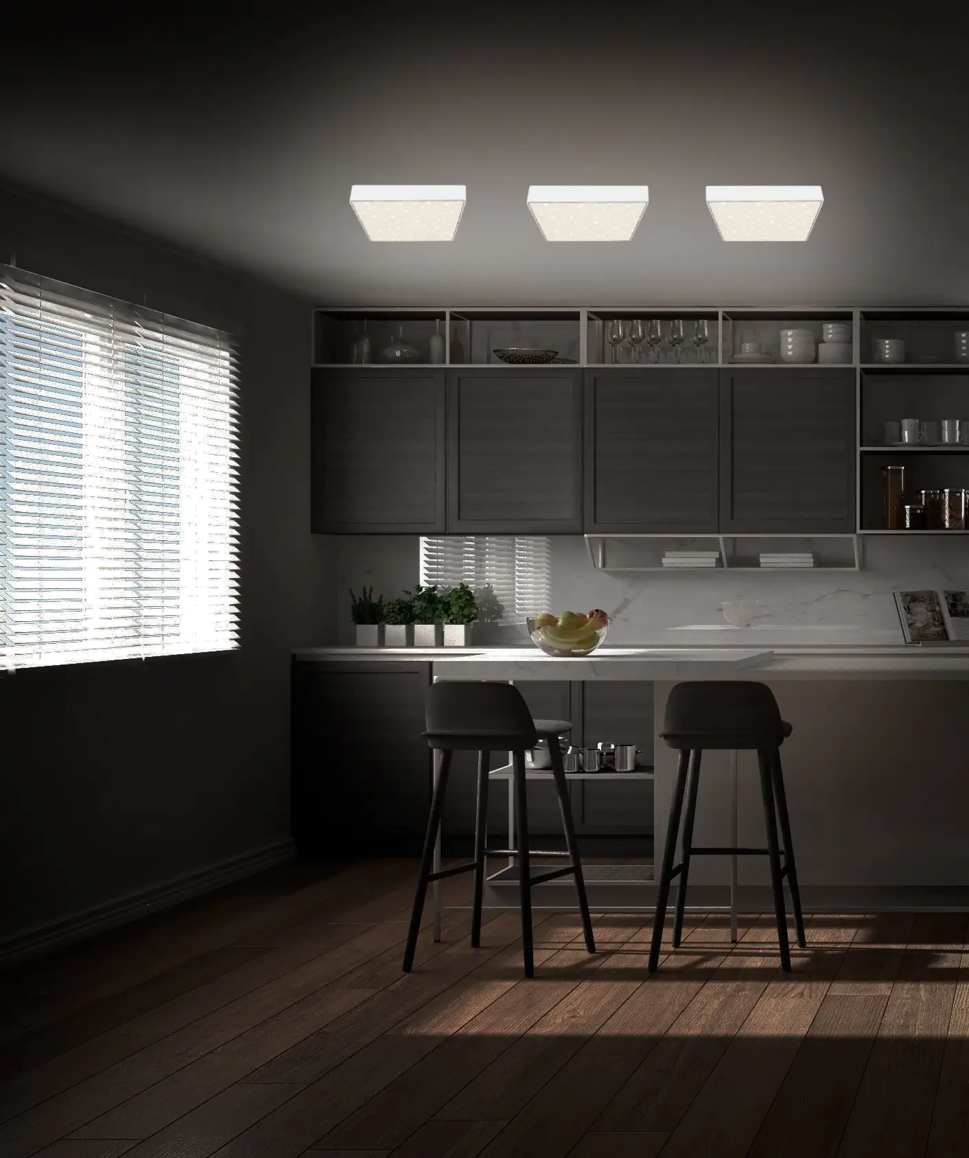 Briloner LED Deckenleuchte Flame Star schwarz 15,7 cm mit Sternenhimmel