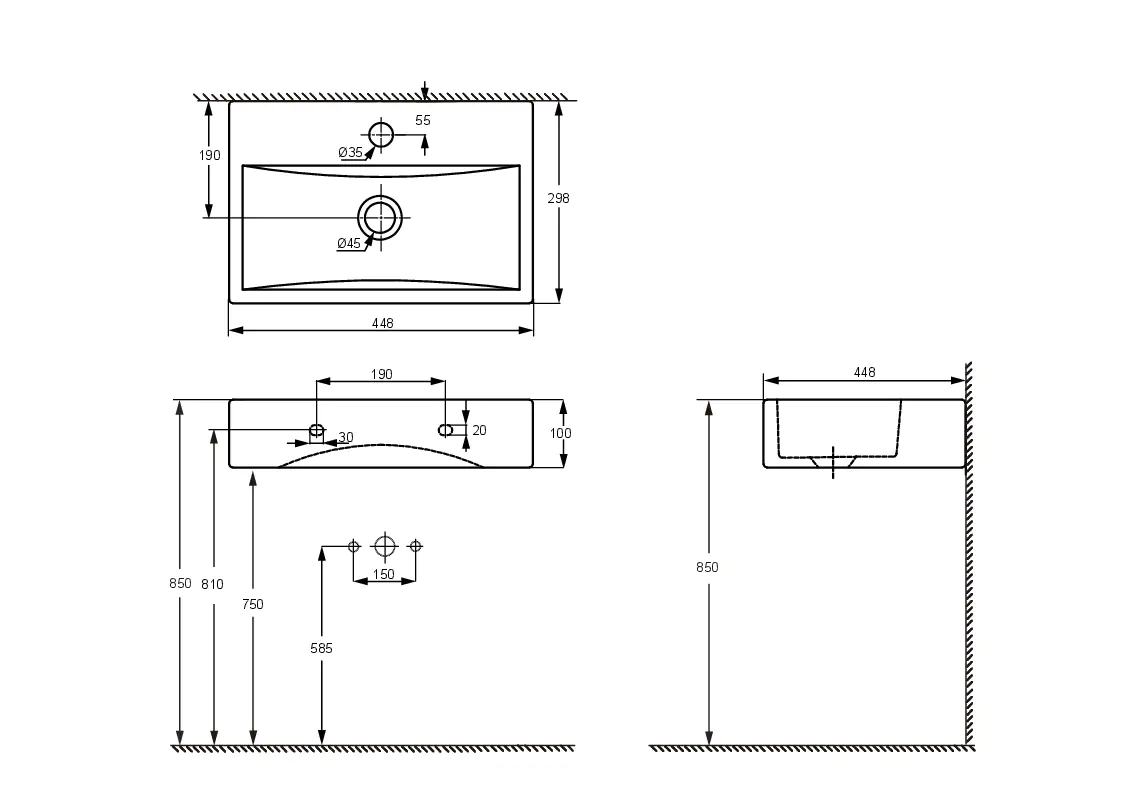 Primaster Keramikwaschbecken 44,8 cm Solea weiß