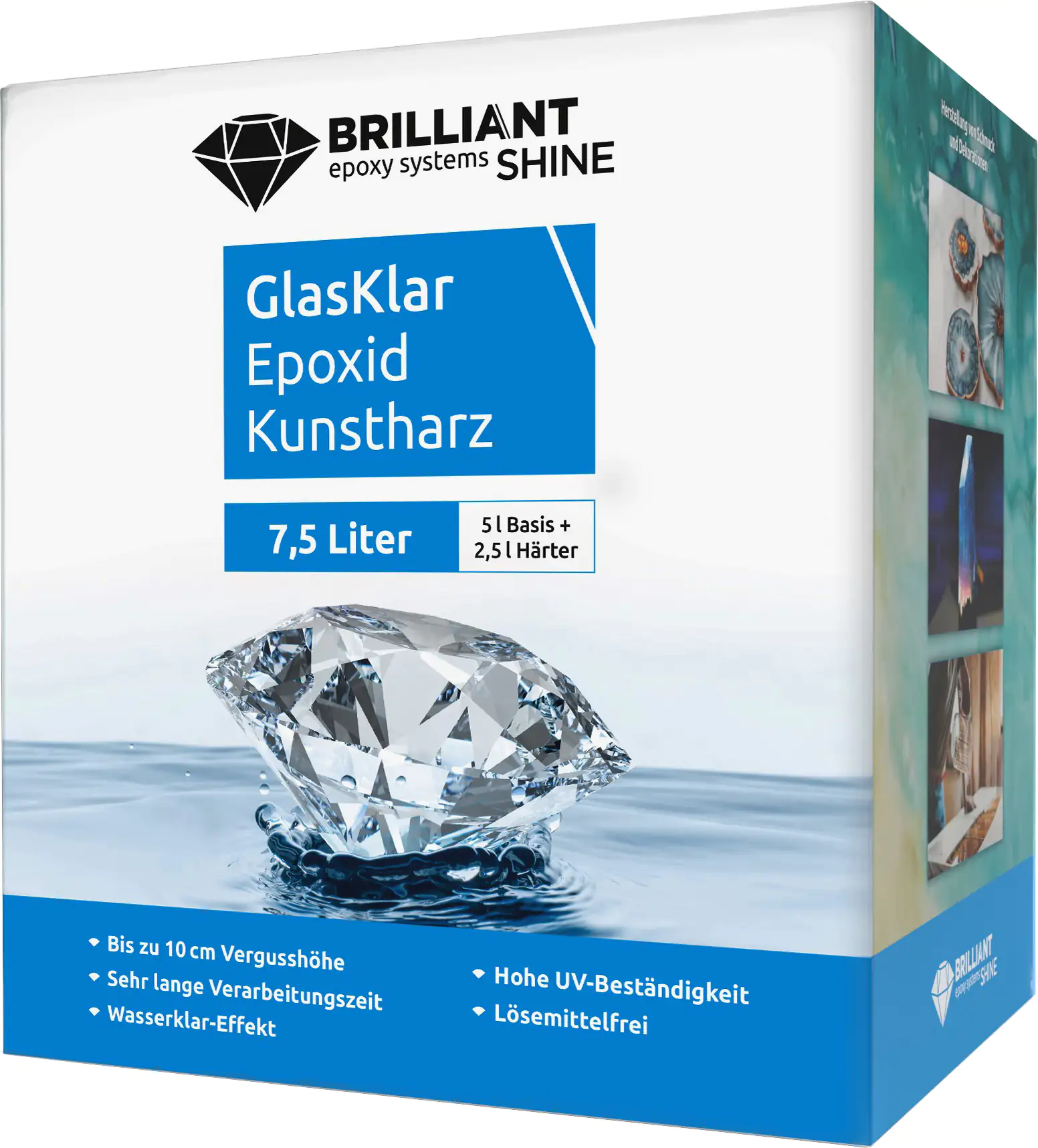 4031396140946 Brilliant Shine Epoxid Kunstharz Glasklar Epoxidharz A+B, 7,5L