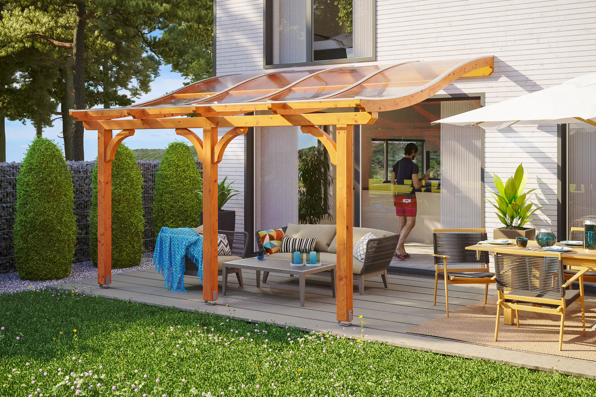 SKAN HOLZ Terrassenüberdachung Venezia 434 x 389 cm Leimholz