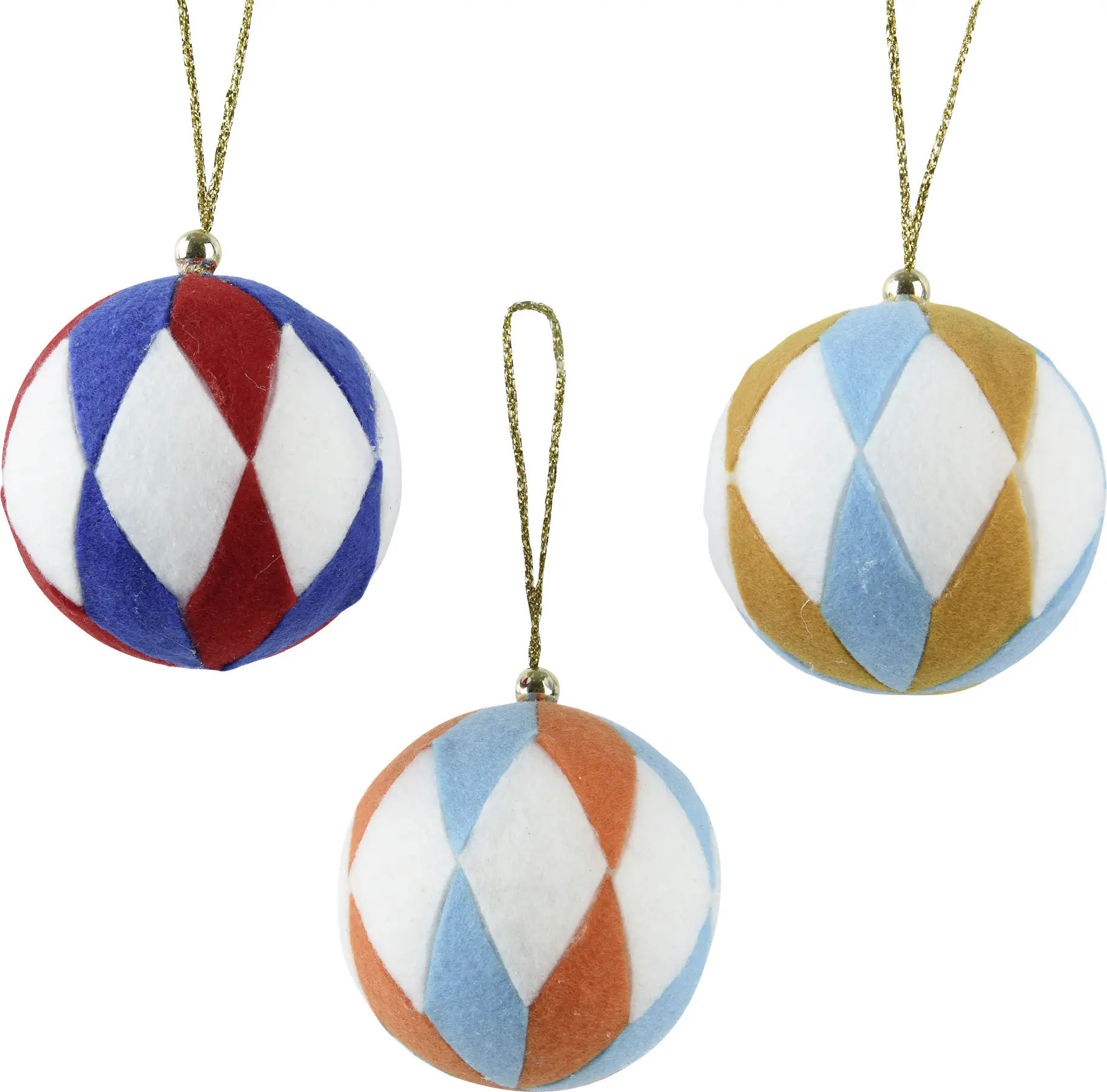 Decoris Weihnachtskugel aus Polyester Kugel 9 cm 3-fach sortiert