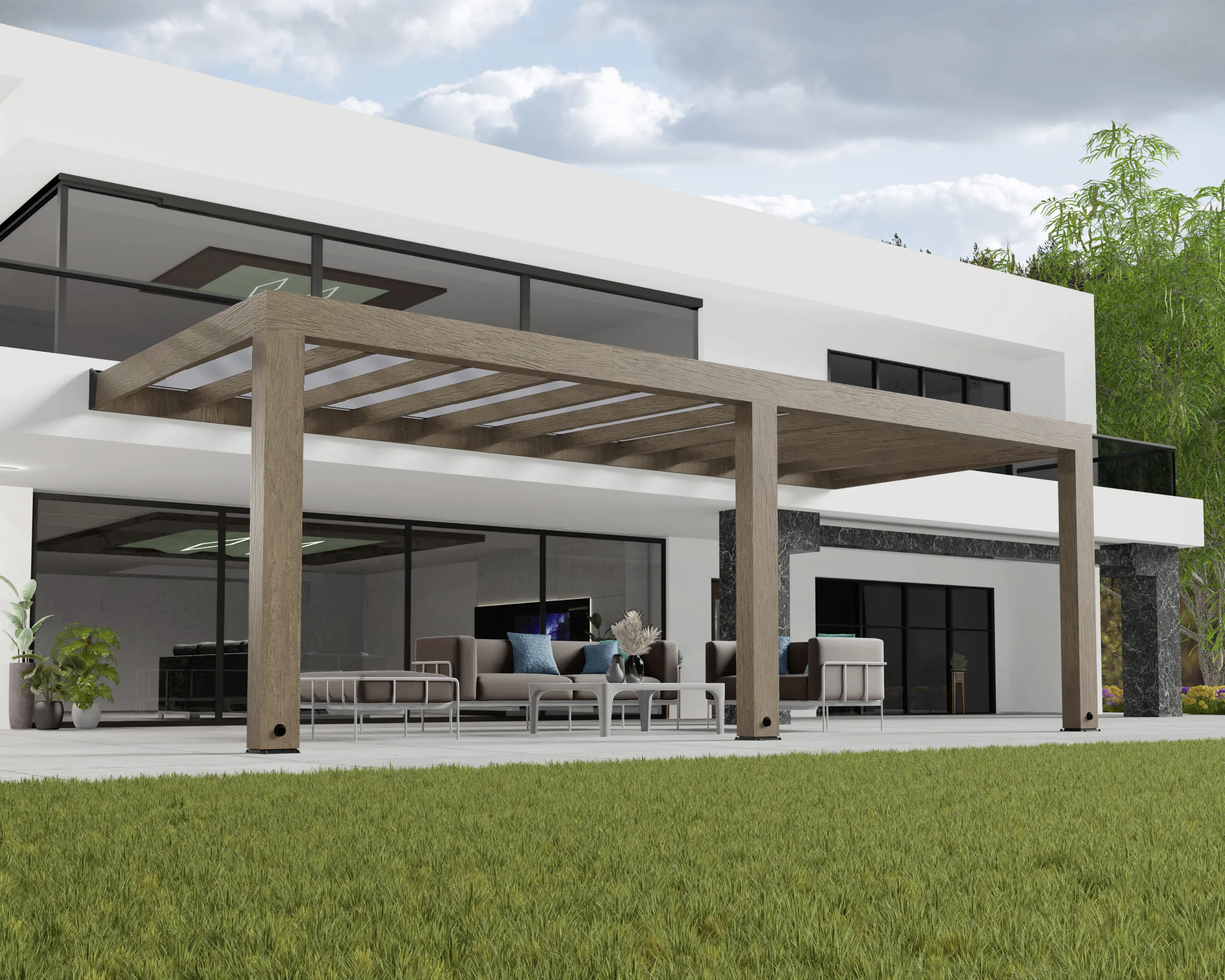 Canopia Terrassenüberdachung Helsinki Holz 730 x 294 cm braun