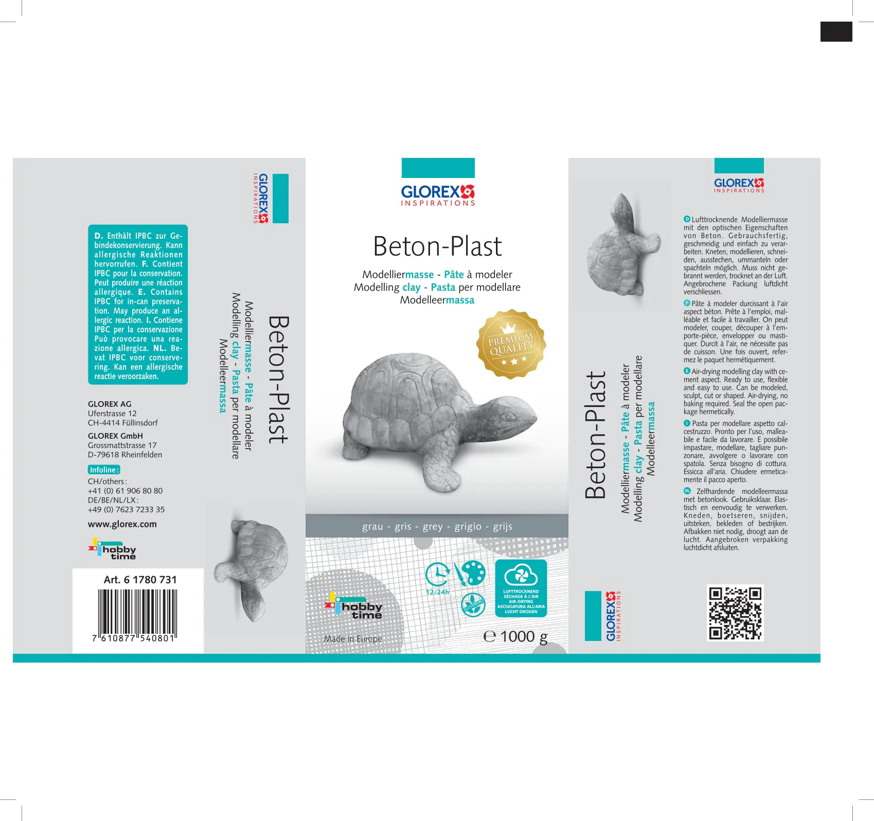 Beton Plast Modelliermasse betongrau 1000 g