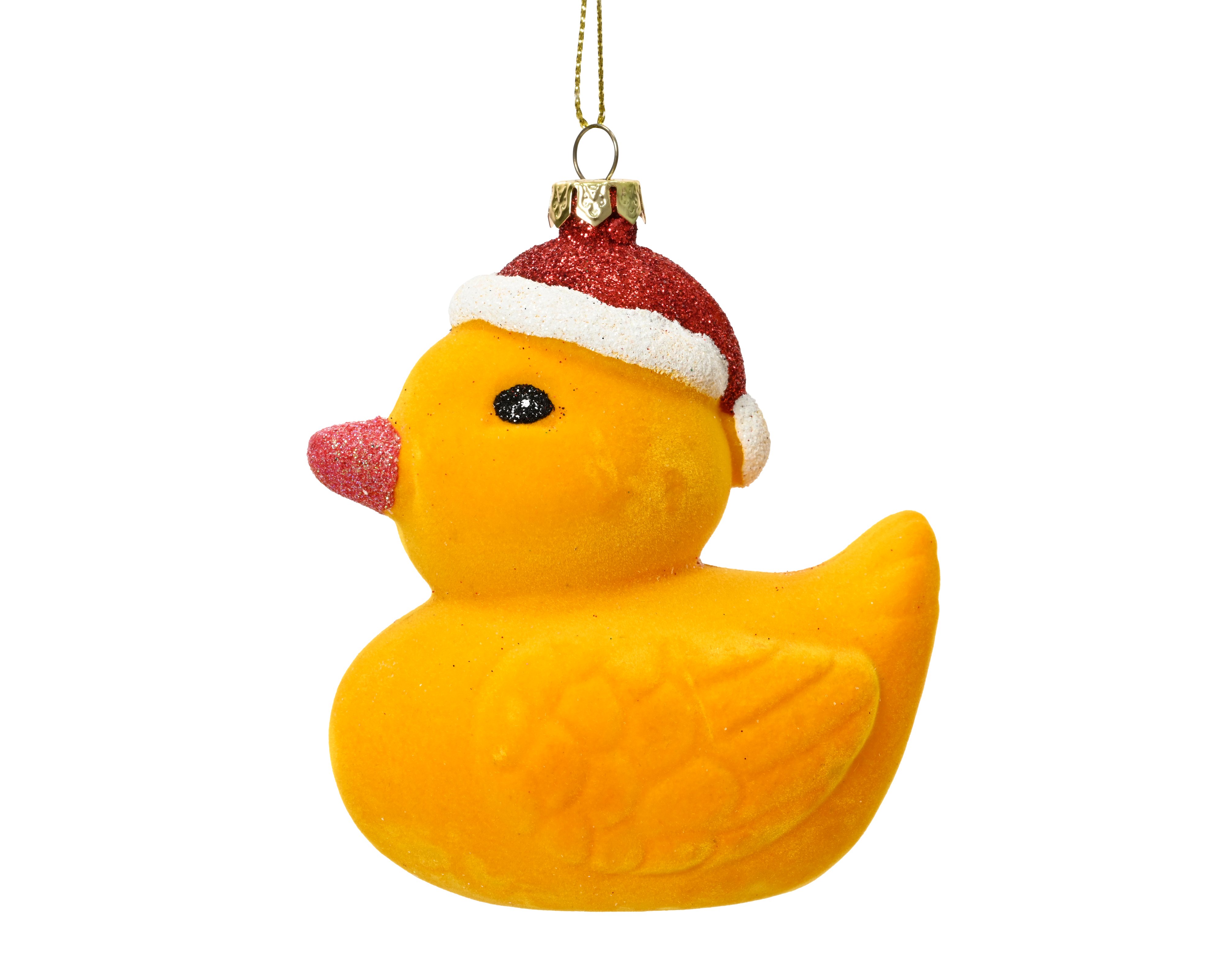 Decoris Weihnachtskugel aus Kunststoff Ente 9 cm gelb