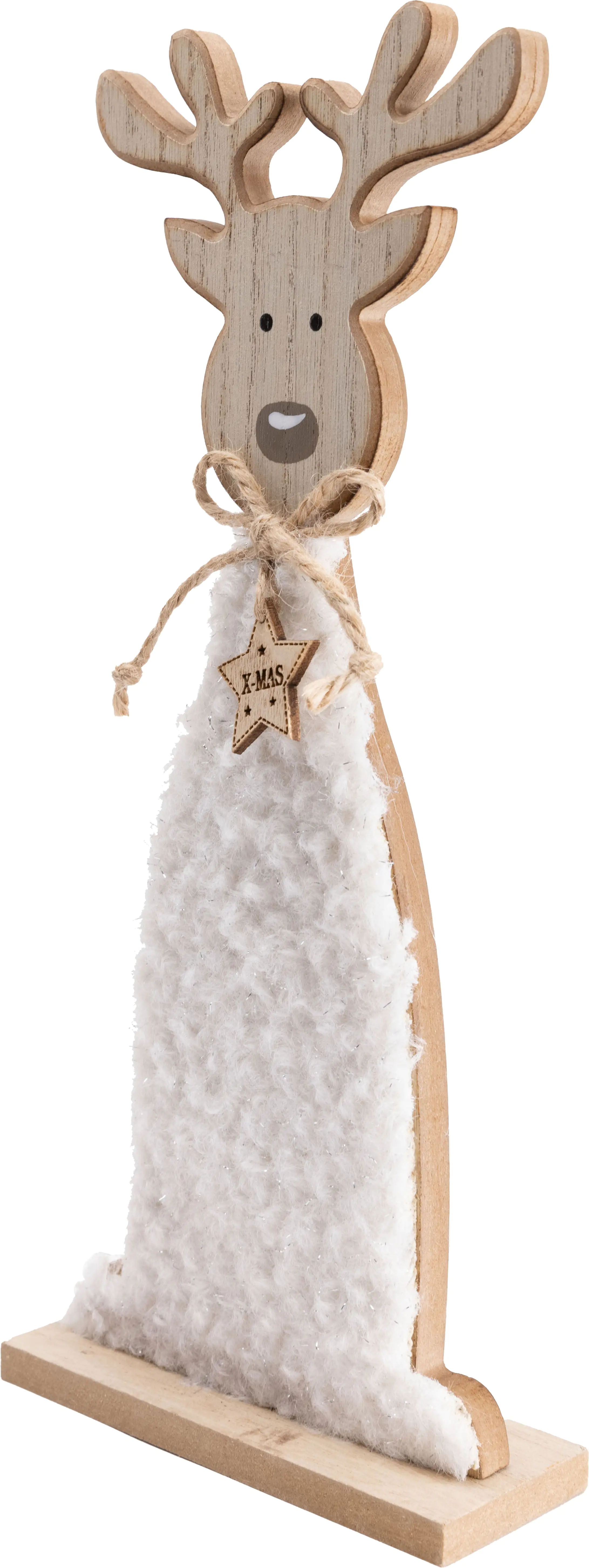 TrendLine Dekofigur Holz Rentier 31 x 13 cm braun-weiß