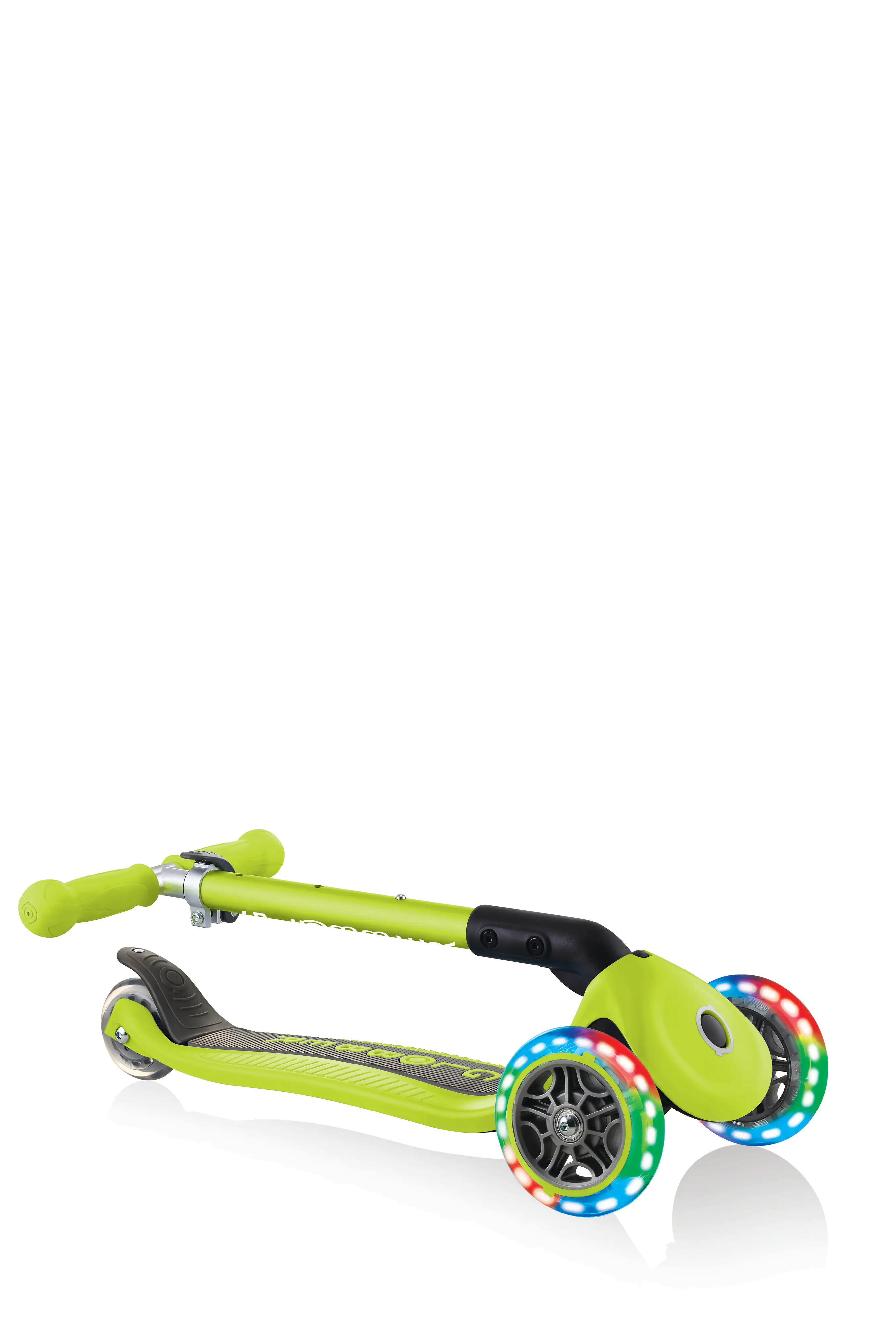 Globber Scooter Junior Foldable Lights limegrün mit Leuchtrollen