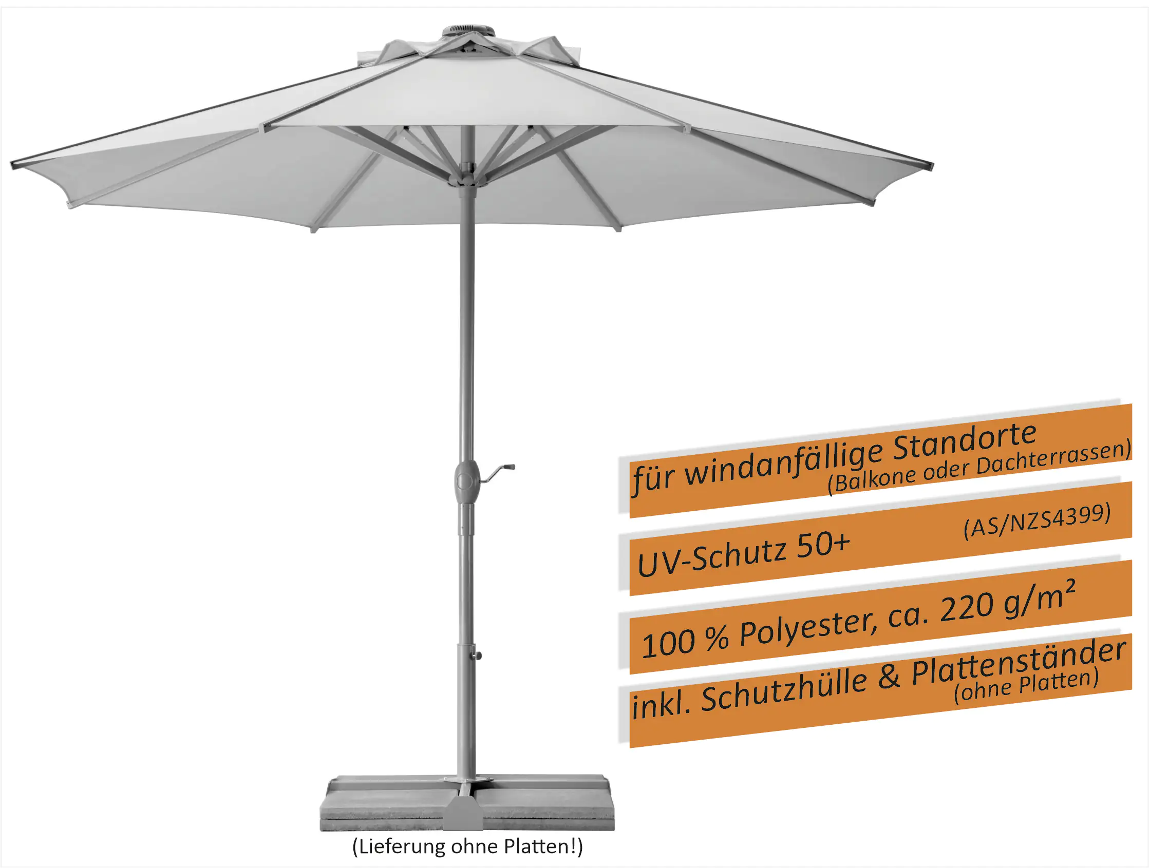 Schneider Sonnenschirm Rooftop silbergrau Ø 350 cm Schneider Sonnenschirm Rooftop silbergrau Ø 350 cm