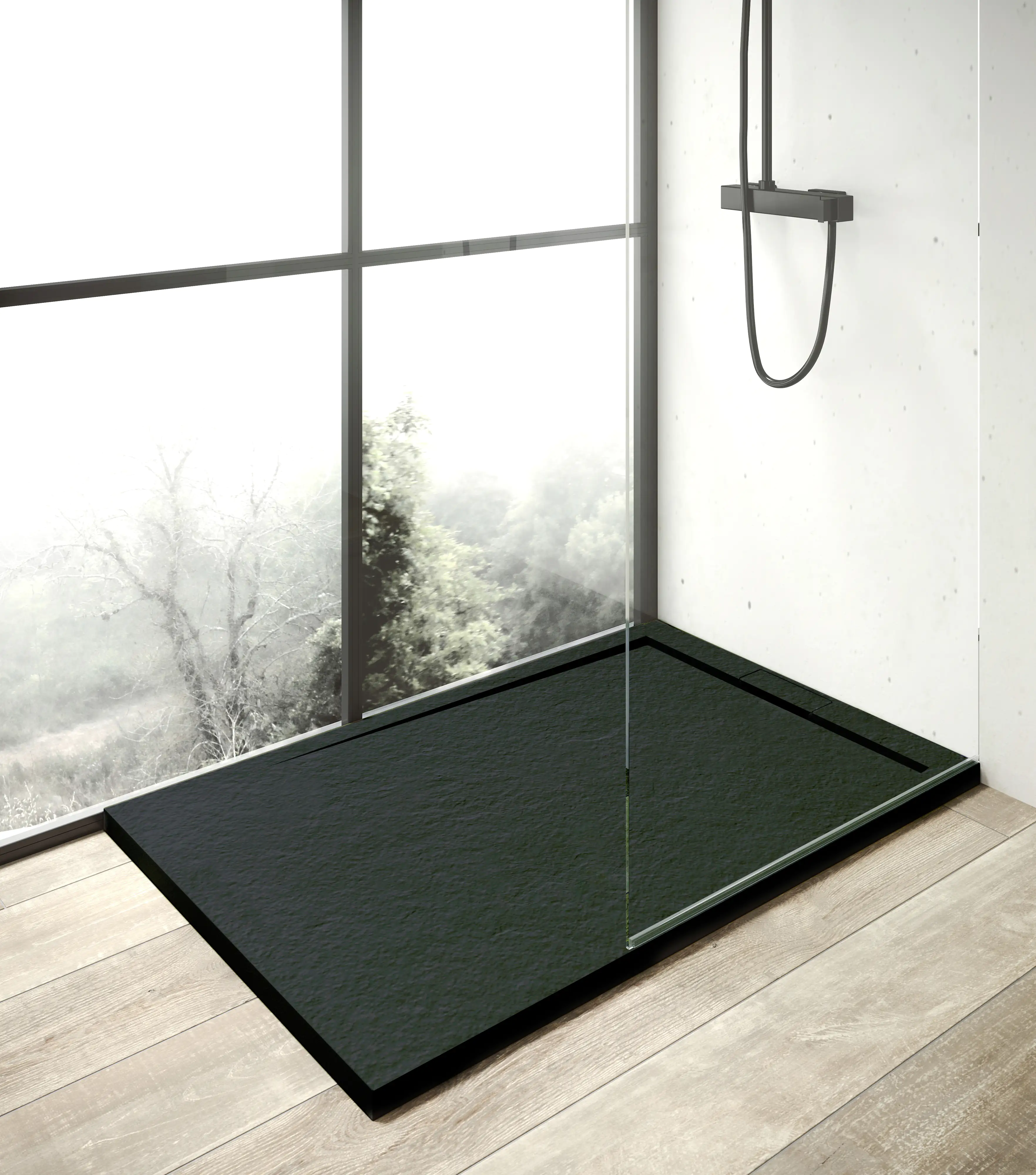 Mineralgussduschwanne Zona 100 x 80 cm, anthrazit, ohne Ablaufgarnitur, ohne Füsse