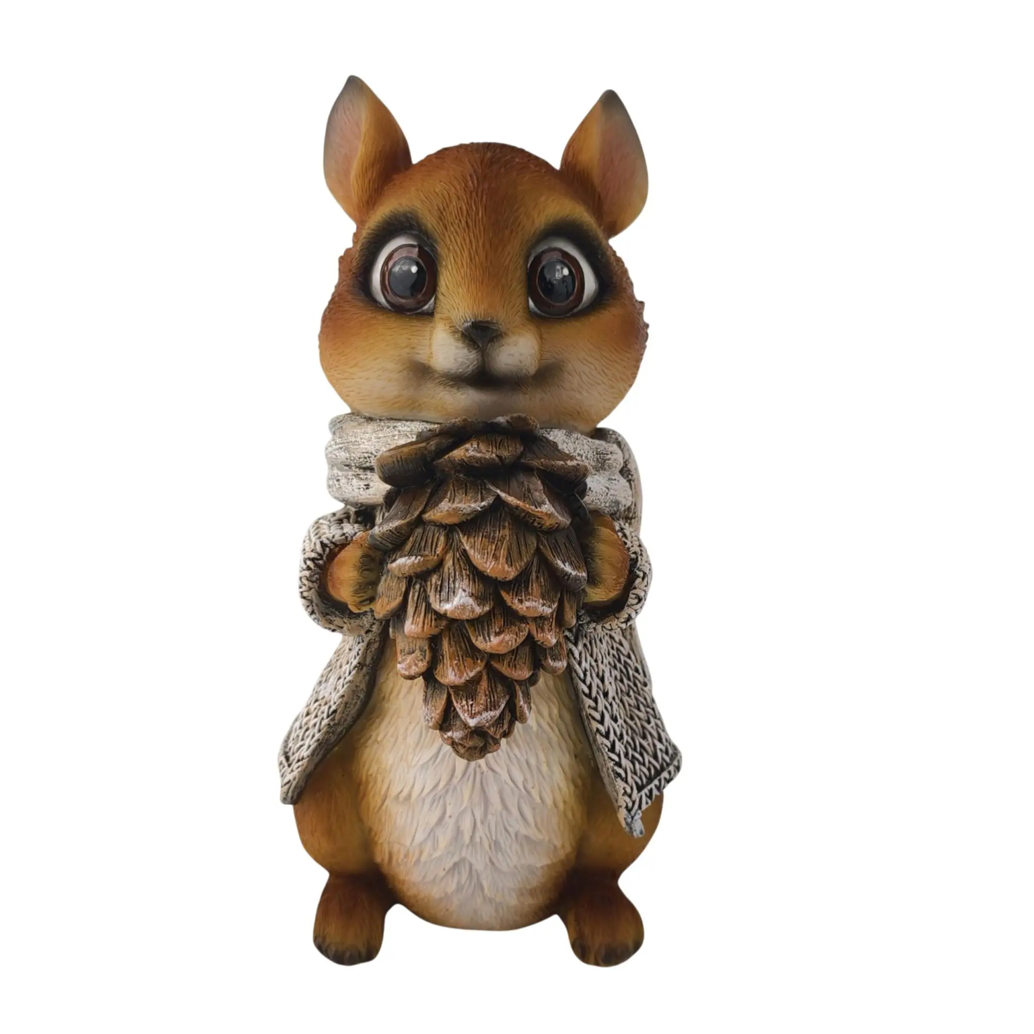 Dekofigur Eichhörnchen mit Tannenzapfen 18,5 x 14 cm braun/grau