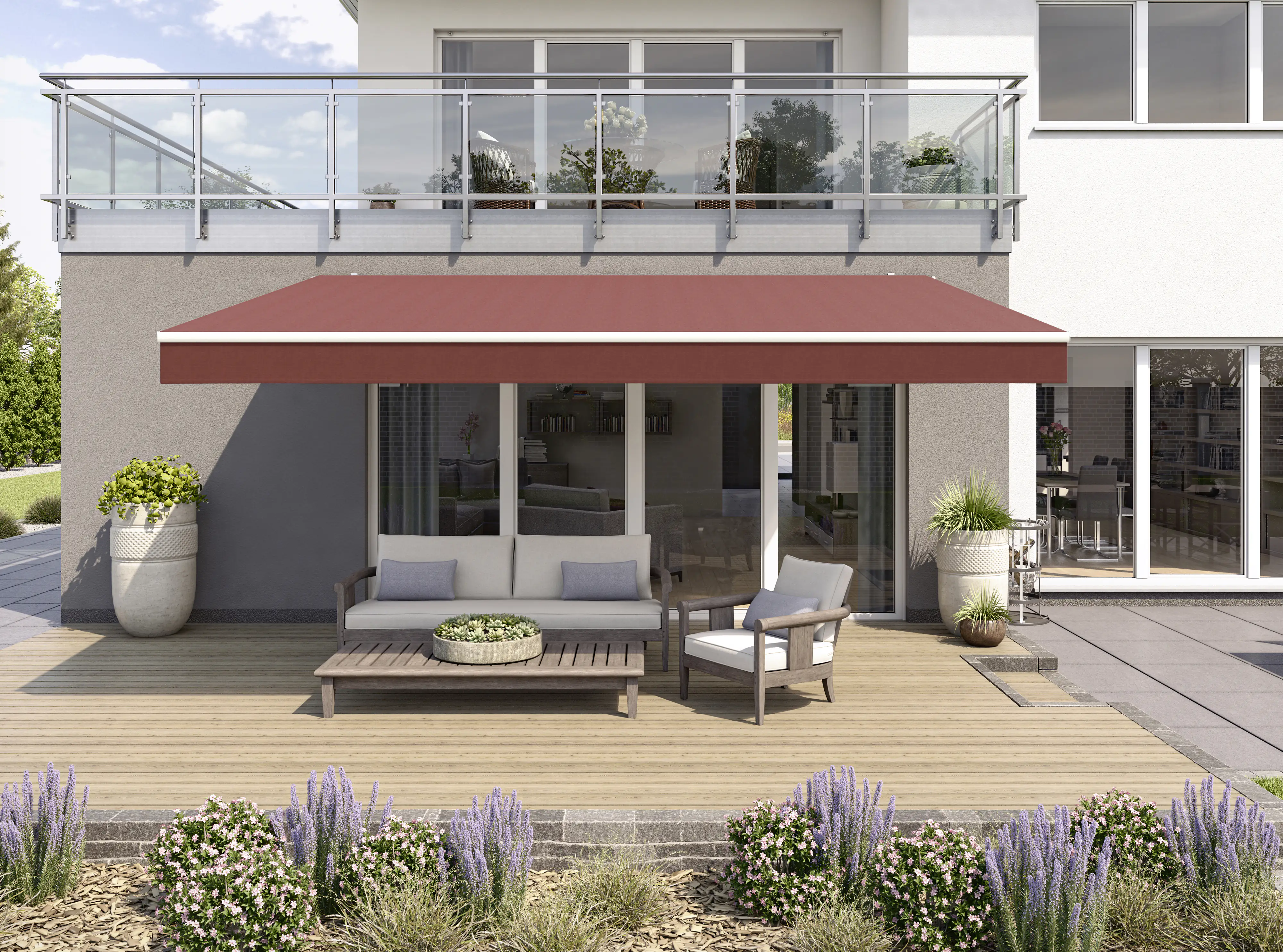 Gelenkarmmarkise Classic bordeaux  inkl. Handkurbel