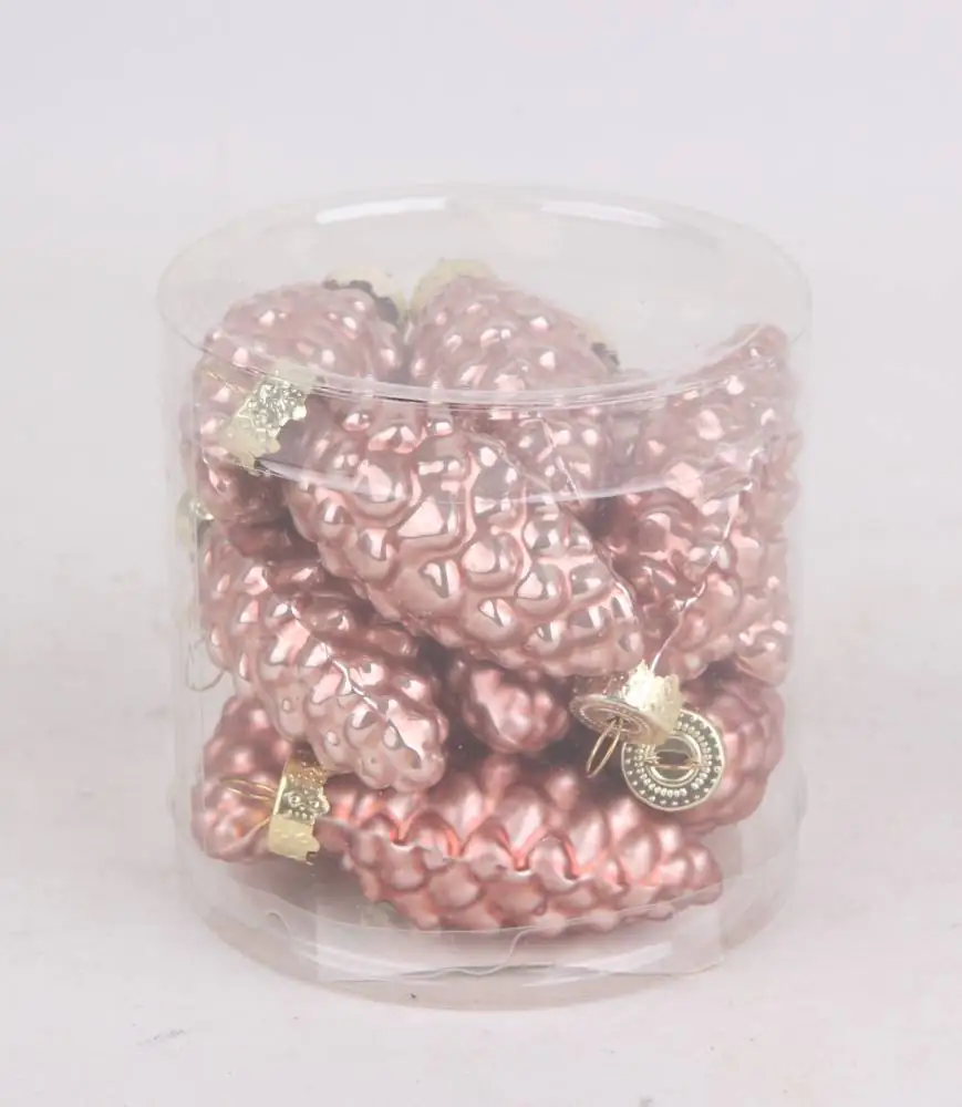 TrendLine Glas-Tannenzapfen 6 cm, marmor pink, 12 Stück