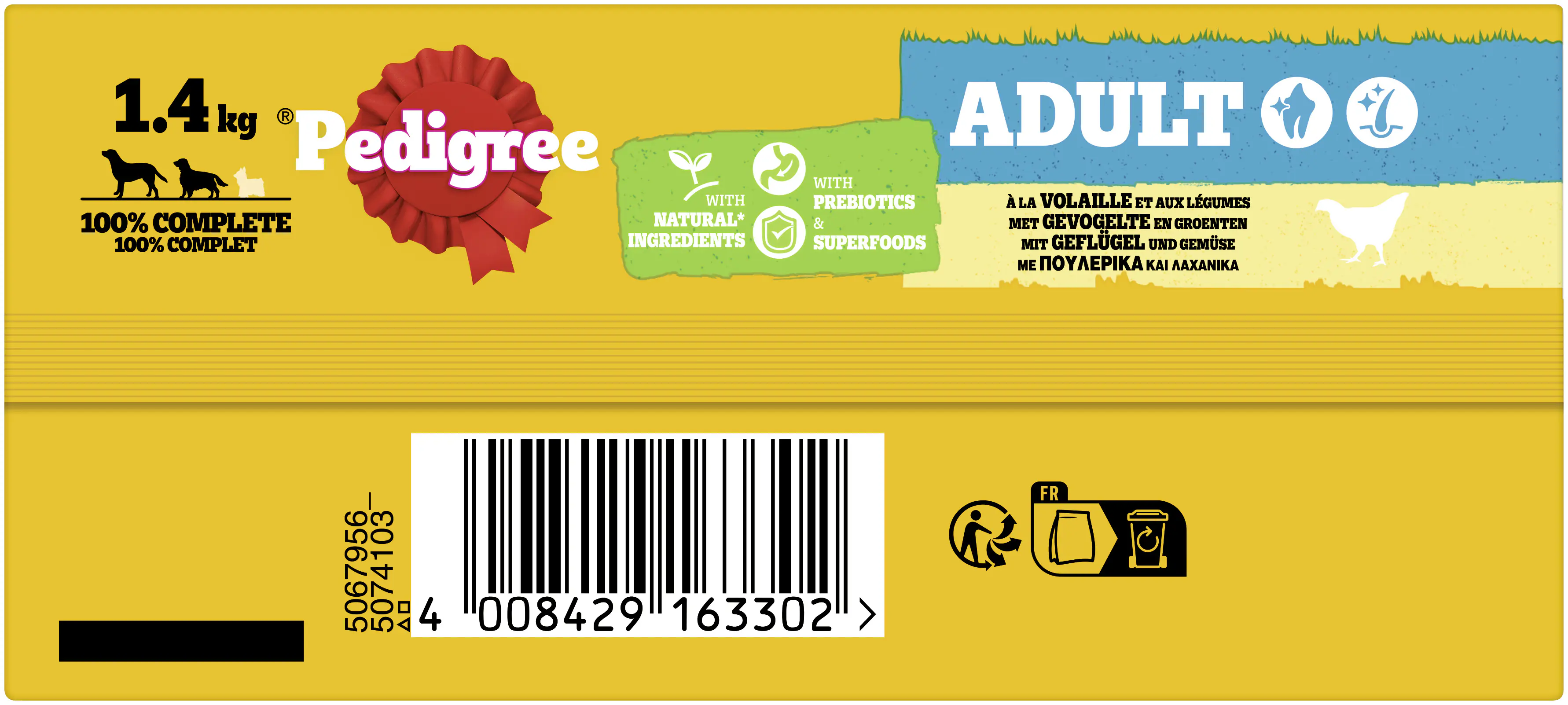 Pedigree Hundetrockenfutter Adult Medium 1,4 kg Geflügel & Gemüse 