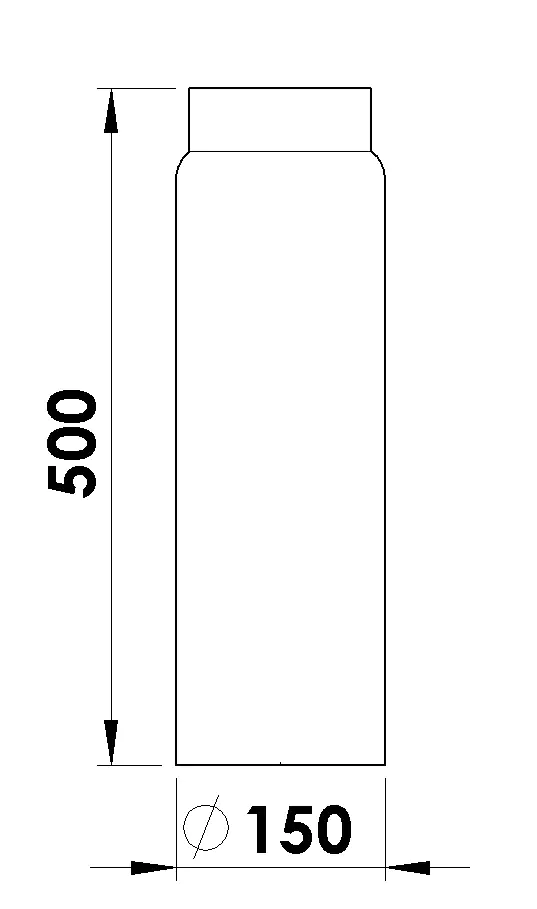 FireFix Ofenrohr Ø 150 mm, 50 cm, grau