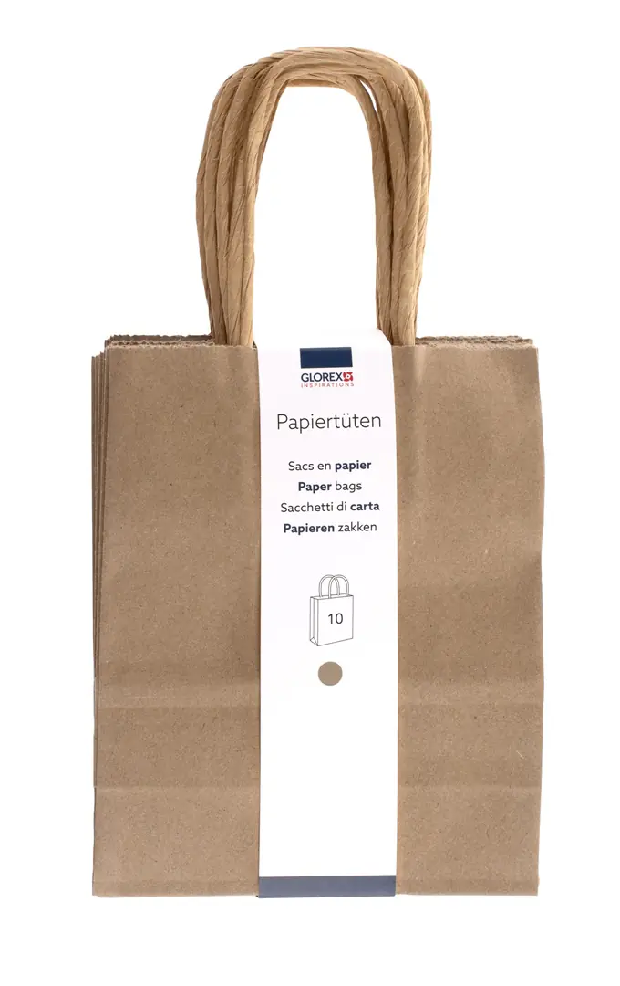 Glorex Papiertragetasche mit Kordelgriff natur 10 Stk. 12 x 15 cm