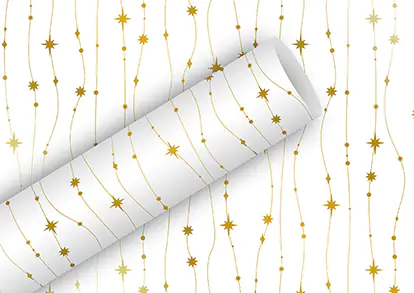 Braun & Company Geschenkpapier Glitzerkette weiß-gold 1,5 m x 70 cm