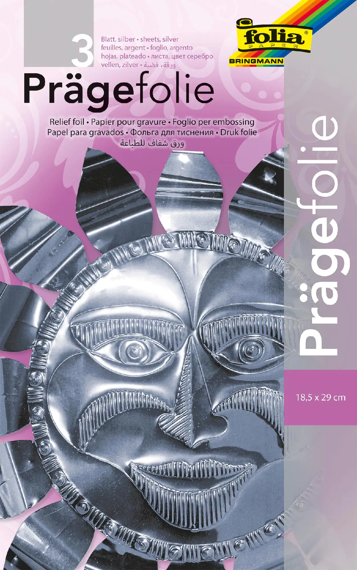 Glorex Prägefolie silber Hartmetall 19 x 30 cm, 3 Blatt Glorex Prägefolie silber Hartmetall 19 x 30 cm, 3 Blatt