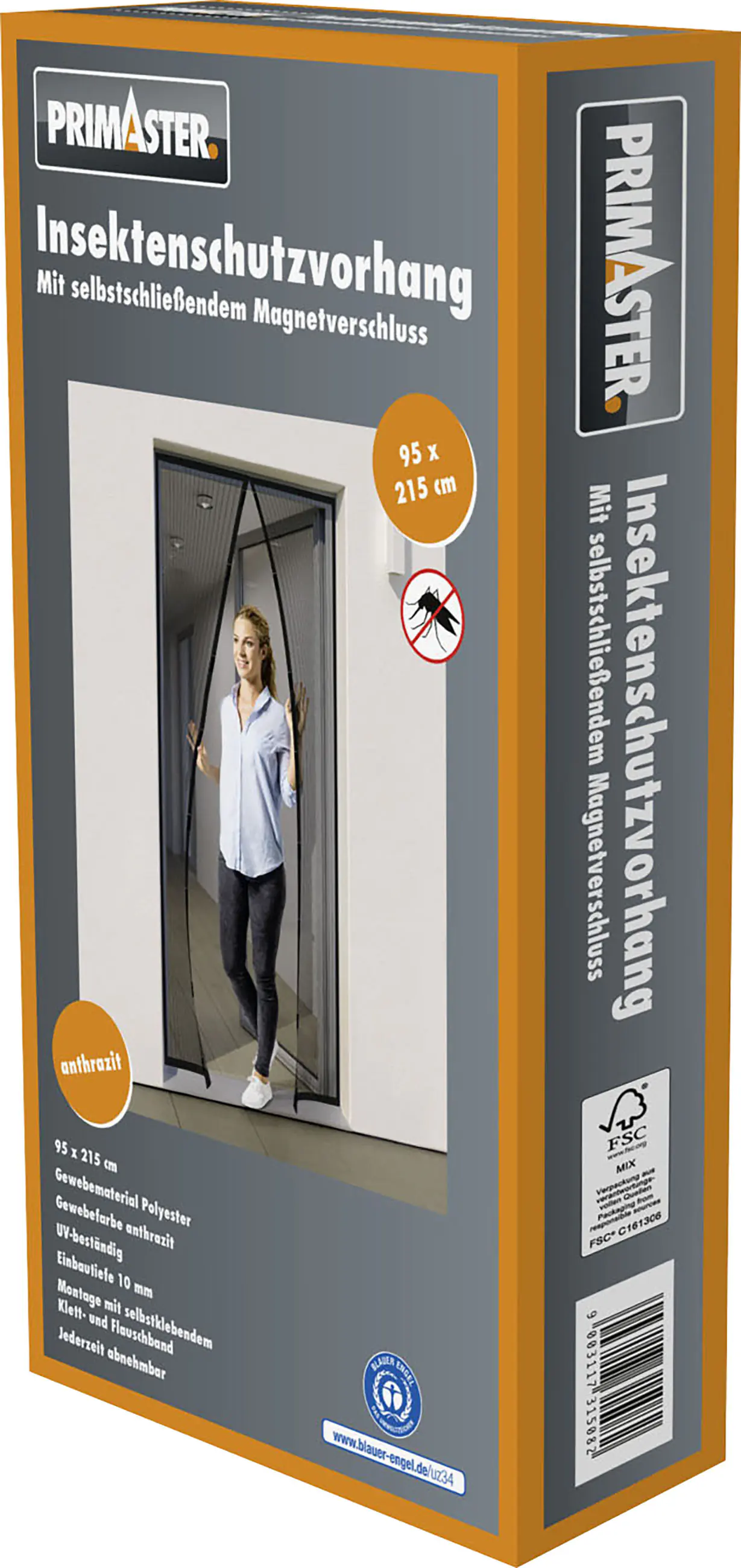 Primaster Fliegenschutz-Magnetvorhang 95 x 215 cm schwarz