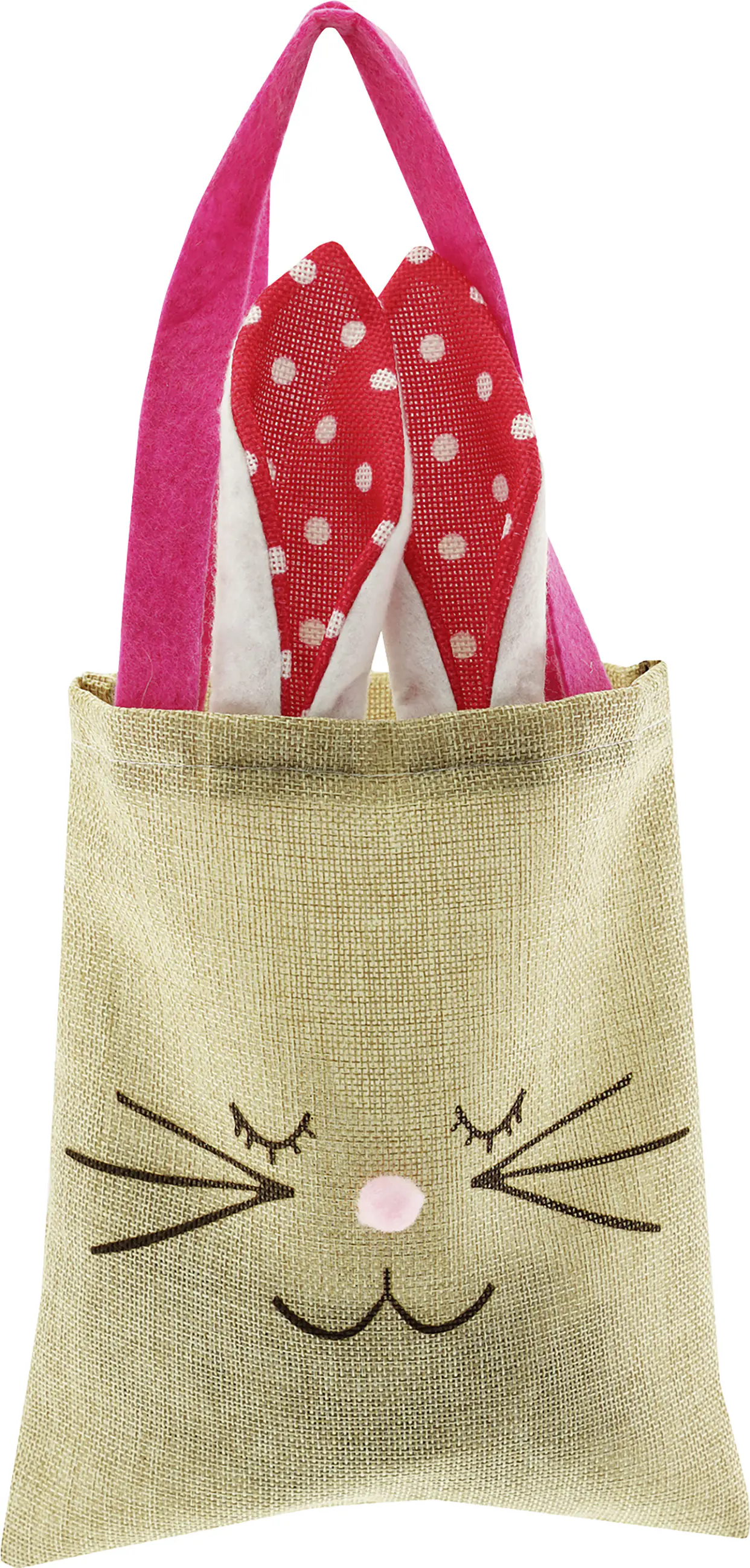 Osterhasentasche Stoff 23 x 20 cm natur pink 