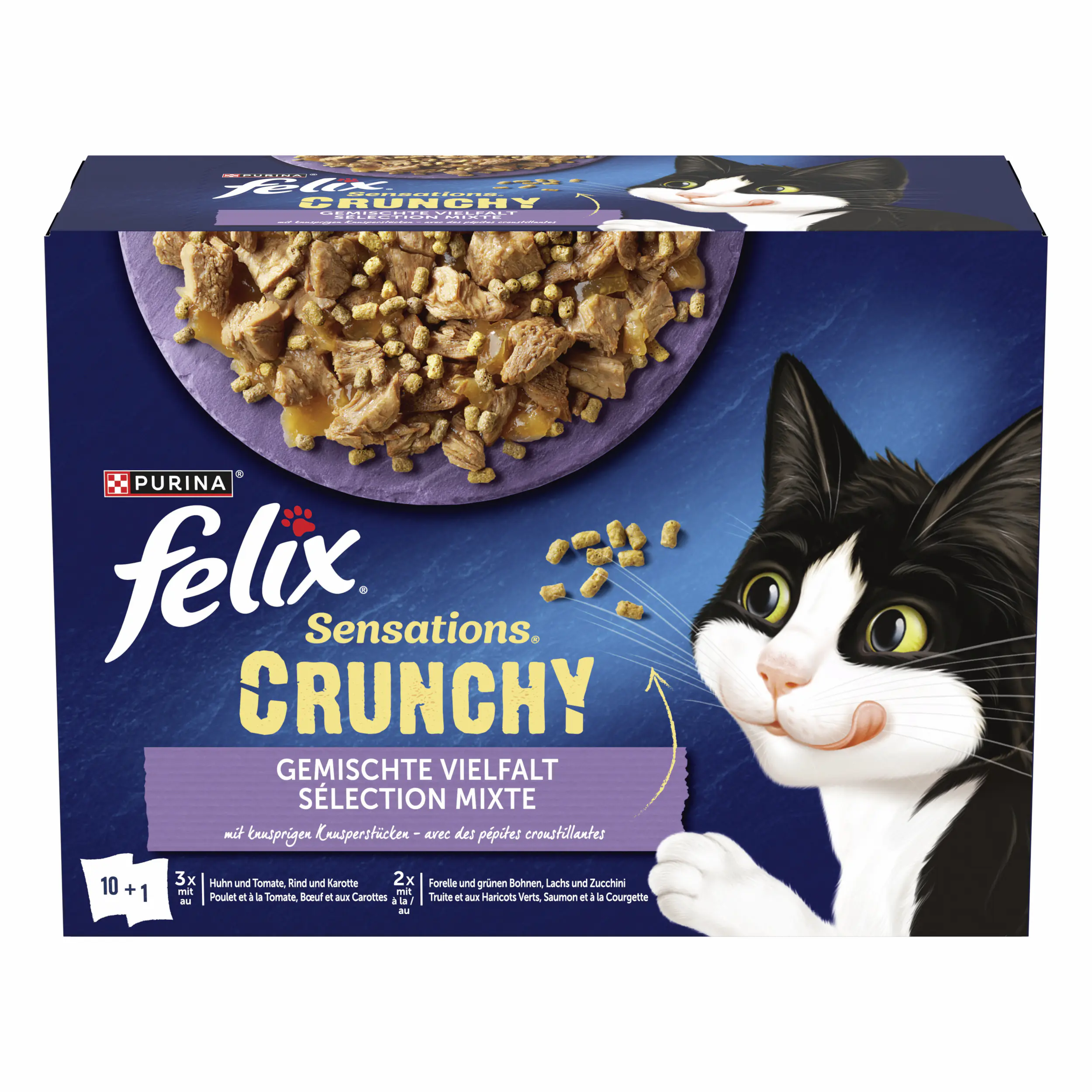 Felix Sensations Crunchy Geschmacksvielfalt mit Gemüse 10x 85g