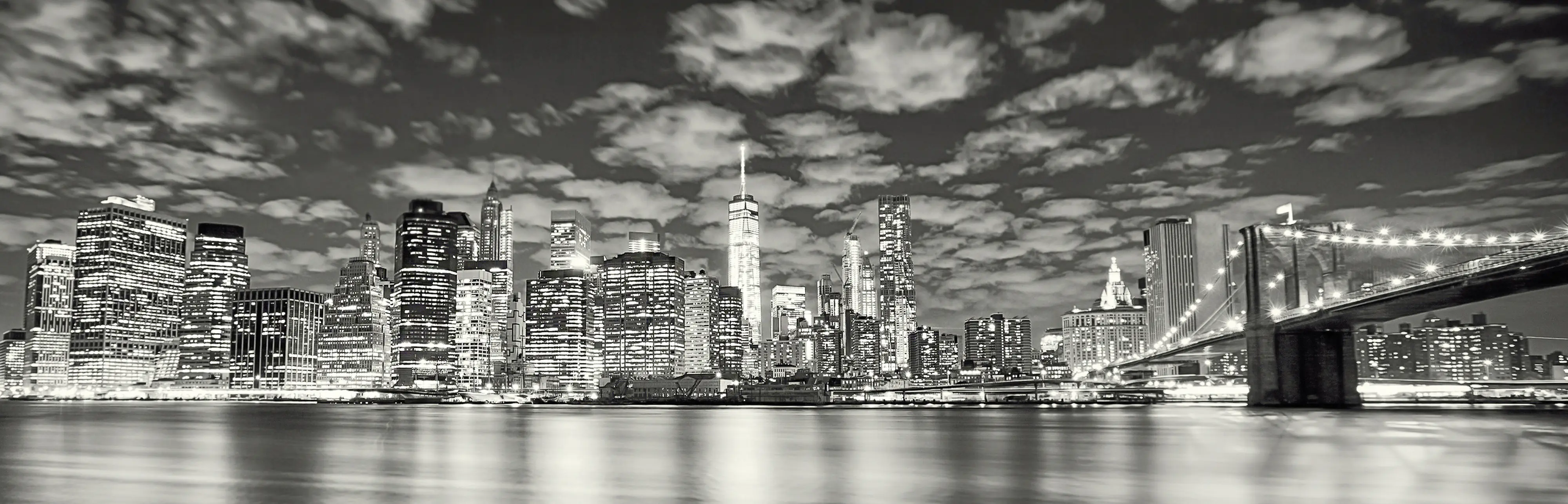 Keilrahmenbild Night Skyline 140 x 45 cm