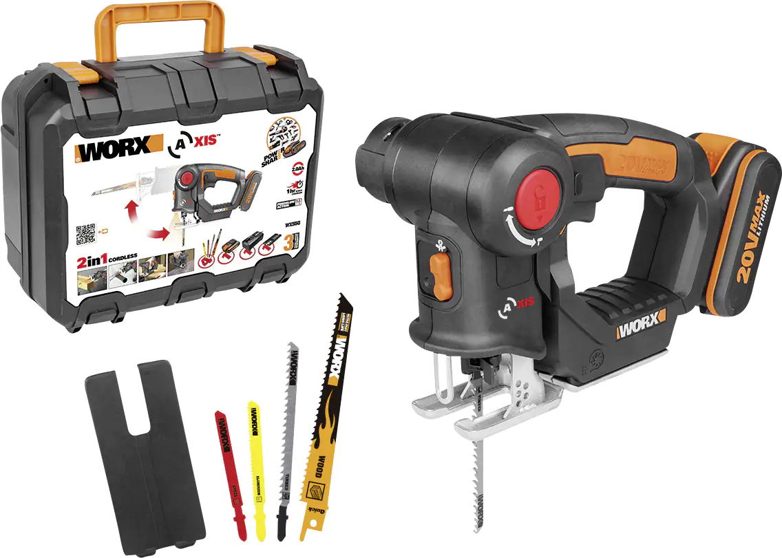Worx Akku-Multisäge AXIS™ 2-in-1-Säge WX550 20 V inkl. Akku 2 Ah & Ladegerät Worx Akku-Multisäge AXIS™ 2-in-1-Säge WX550 20 V inkl. Akku 2 Ah & Ladegerät