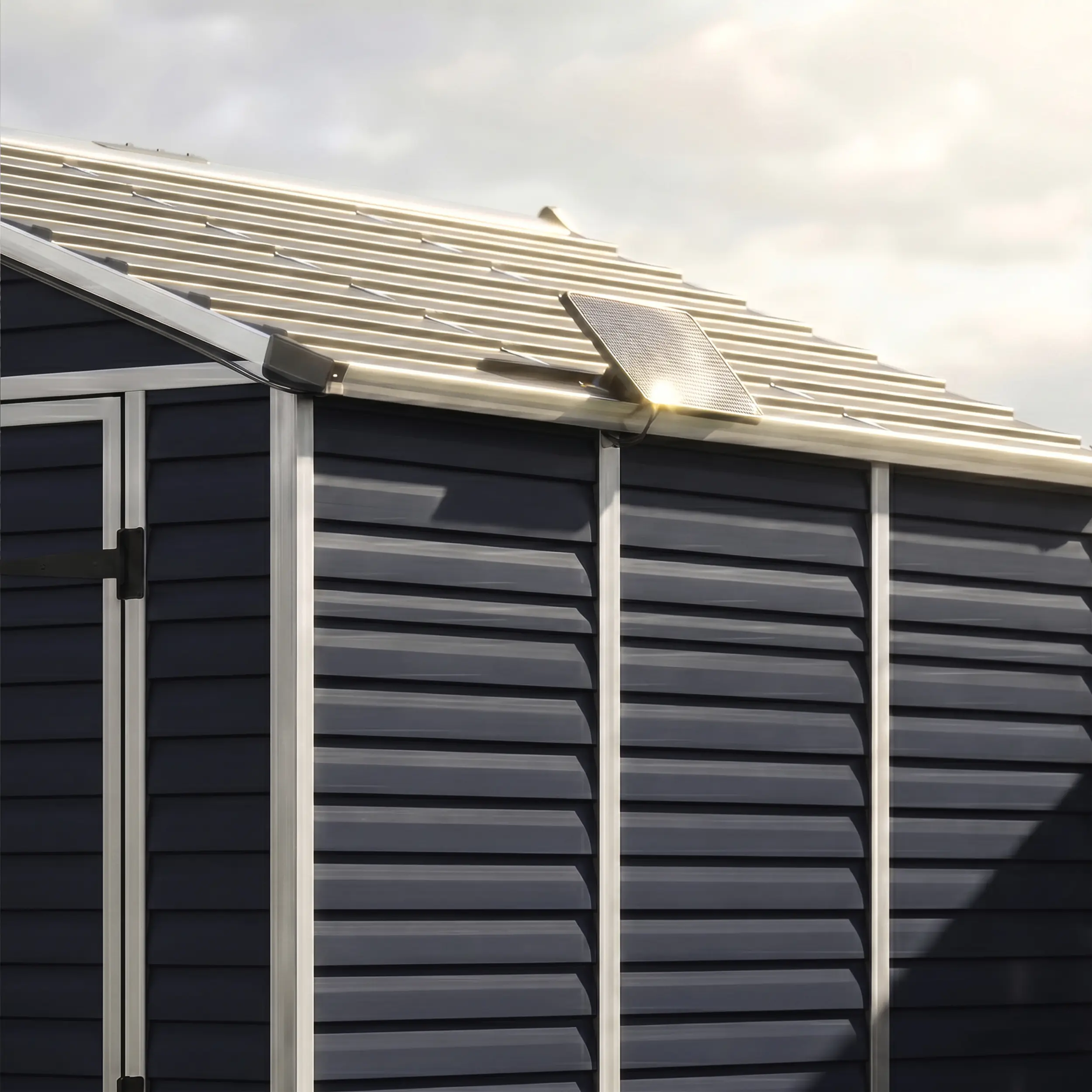 Canopia Gerätehaus Skylight 6x8 mit Solar LED Kit Midnight grau 185,4 x 229 cm