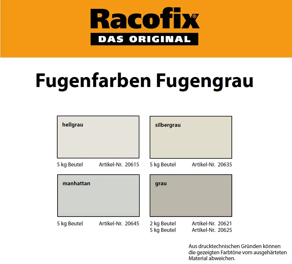 Racofix Fugengrau 2 - 5 mm hellgrau 5 kg