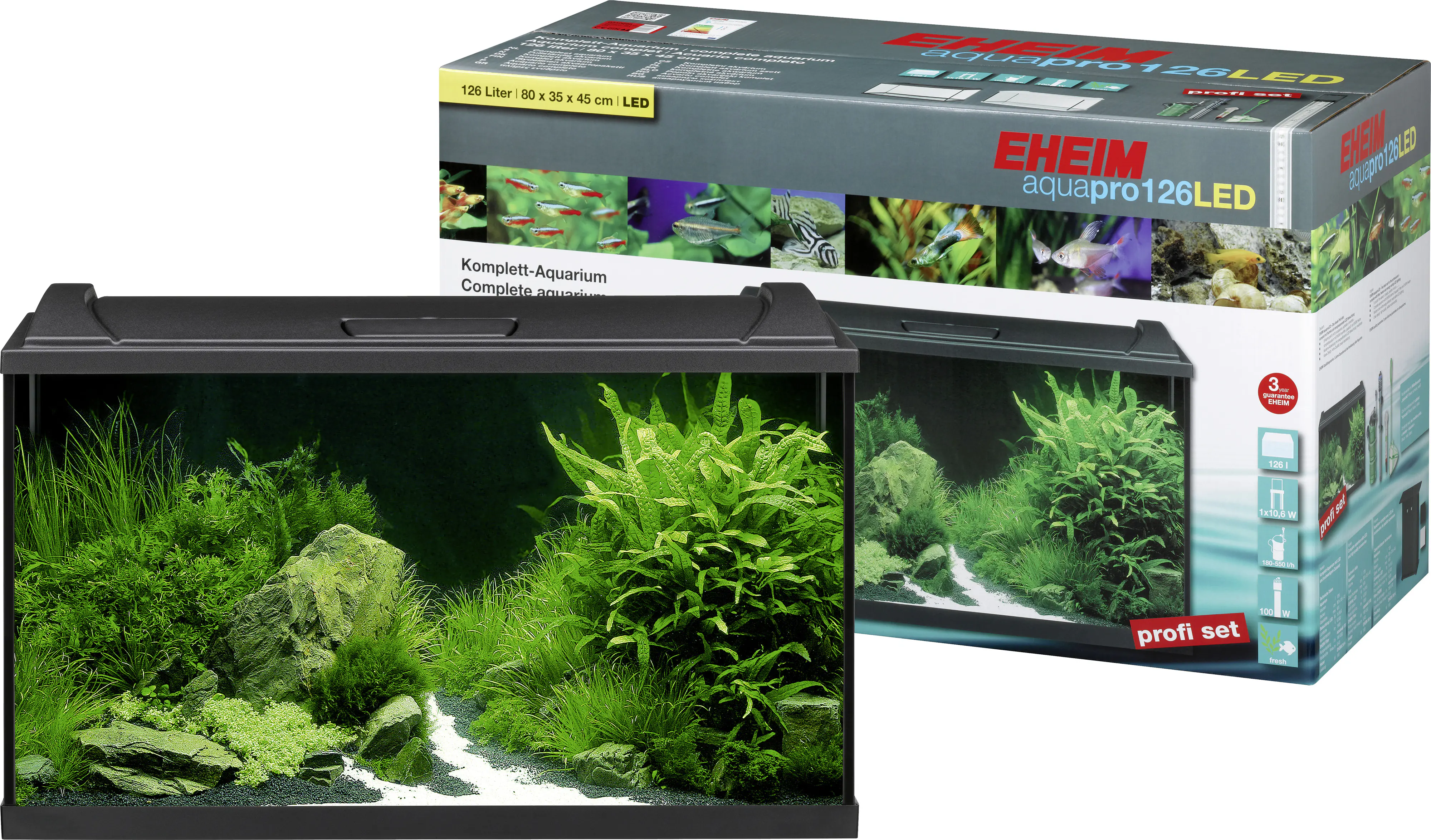 Eheim Aquarium-Komplettset LED aquapro 126 L schwarz