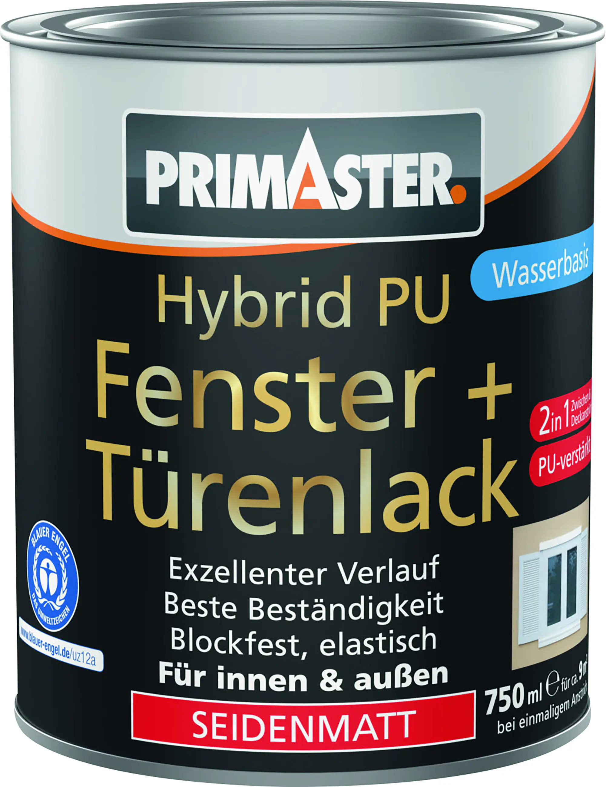 Primaster Hybrid PU-Fenster + Türenlack 750 ml weiß seidenmatt