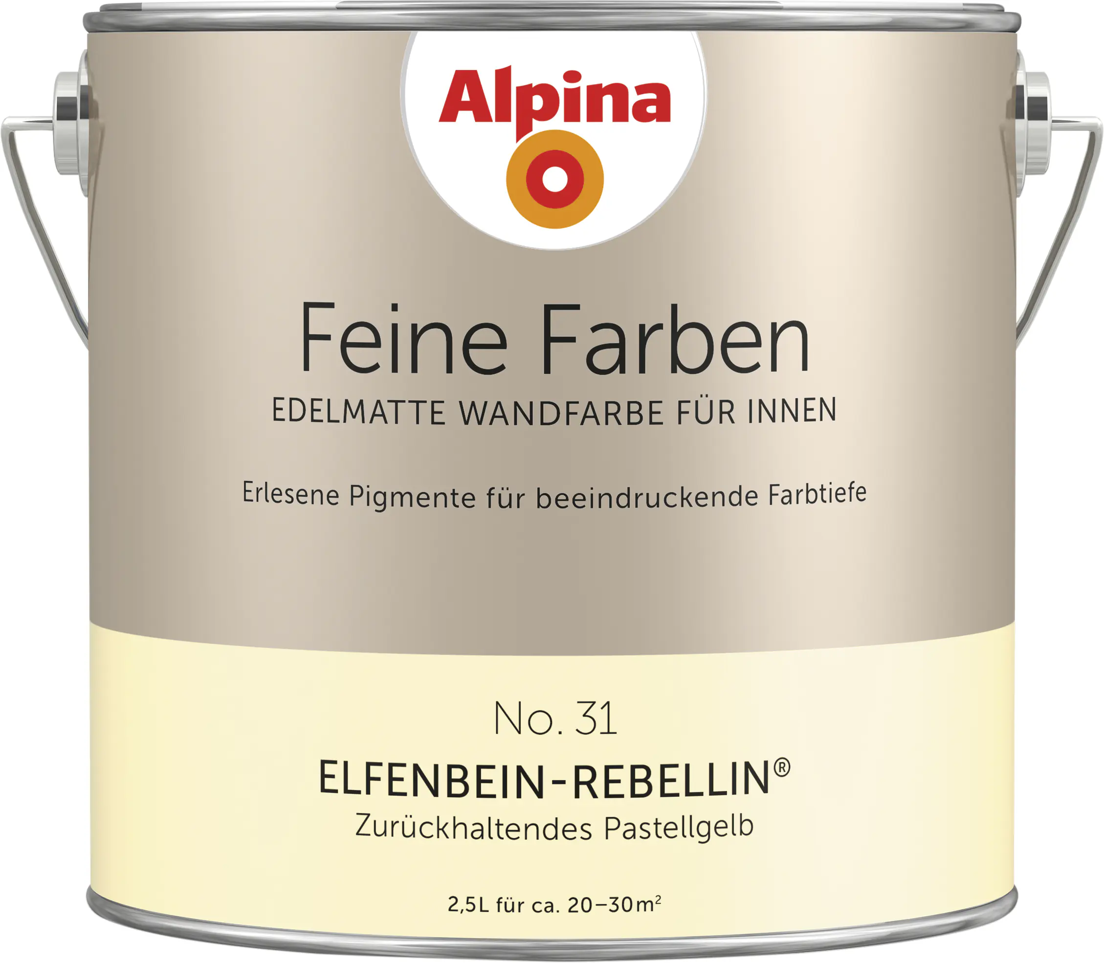 Alpina Feine Farben Wandfarbe No. 31 Elfenbein-Rebellin - zurückhaltendes pastellgelb 2,5 L