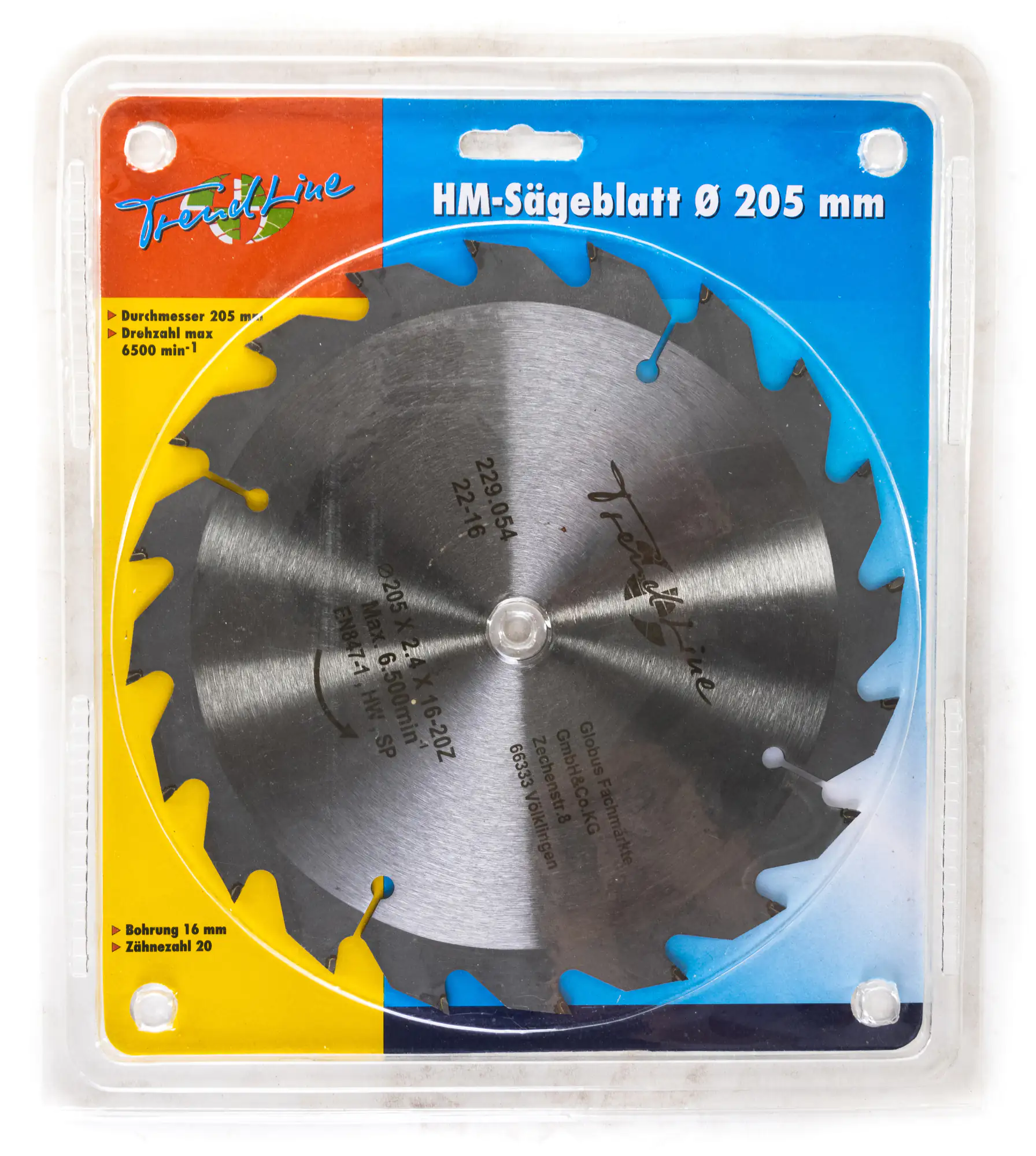 TrendLine HM-Kreissägeblatt Ø 205 mm Bohrung Ø 16 mm