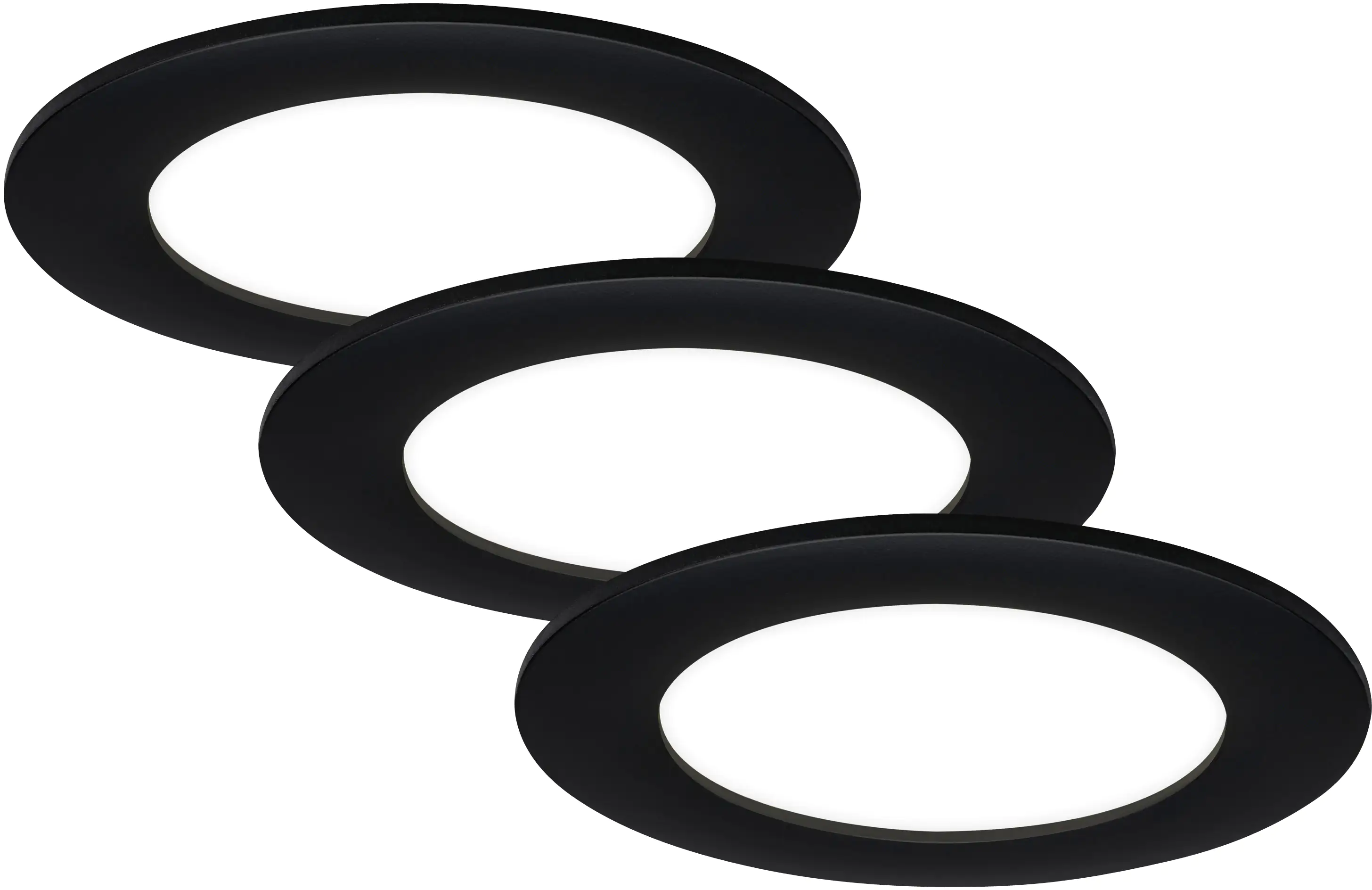 Di-Ka LED Einbauleuchte Flat-In 3er Set schwarz-matt Ø 12 cm 7 W Di-Ka LED Einbauleuchte Flat-In 3er Set schwarz-matt Ø 12 cm 7 W