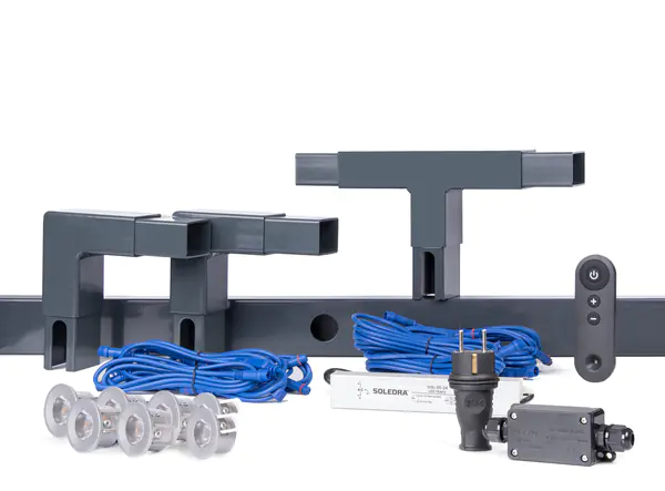 Alberts Beleuchtungsset Highlight für Doppelstabmatten 14 m lang anthrazit