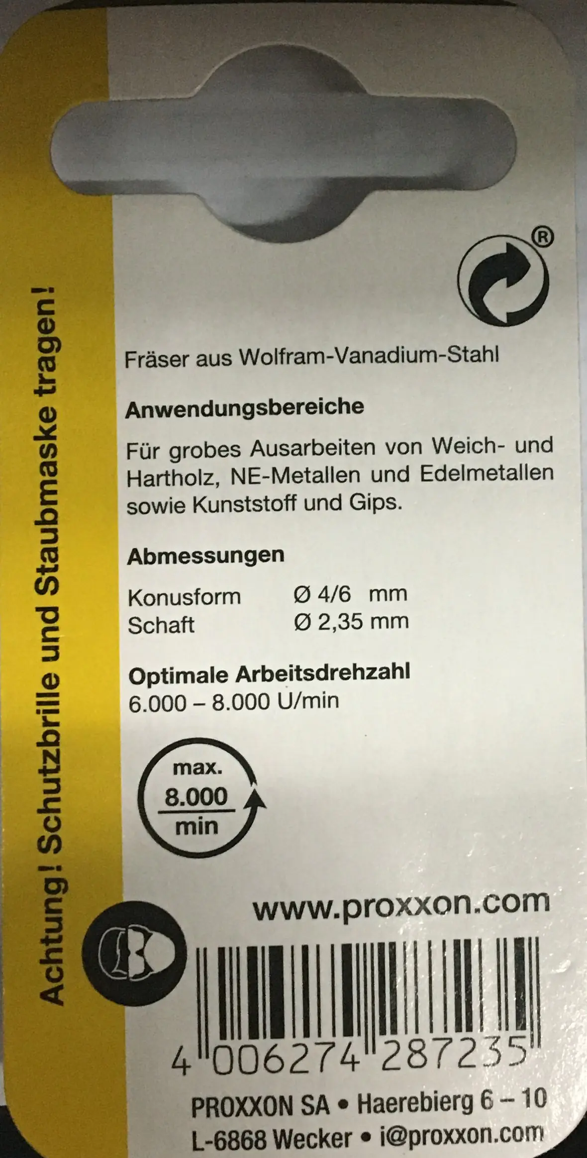 Proxxon Micromot Konusfräser 6,0 mm bis 4,0 mm