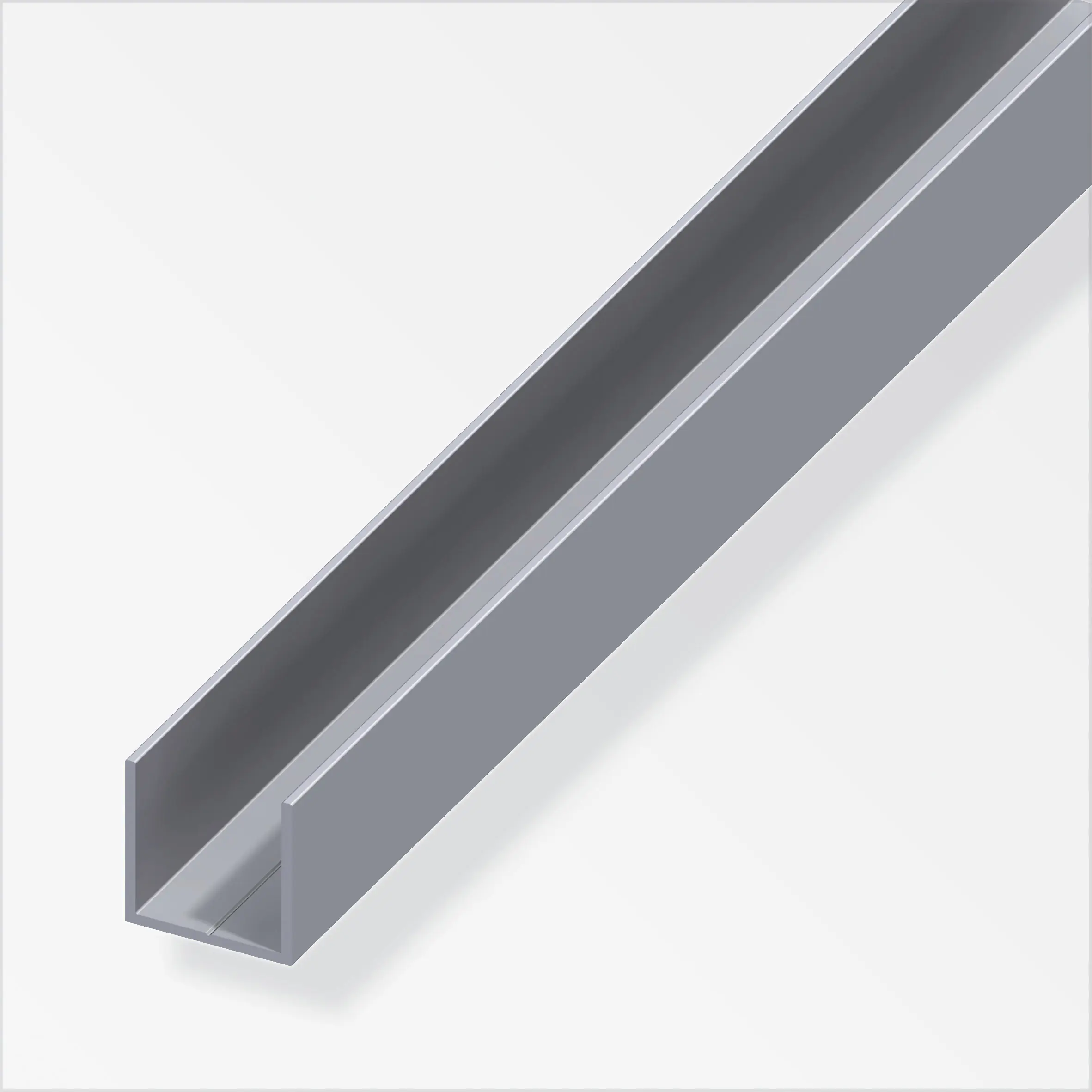 alfer Quadrat-U 2.5 m, 35.5 x 2.4 mm Aluminium roh blank