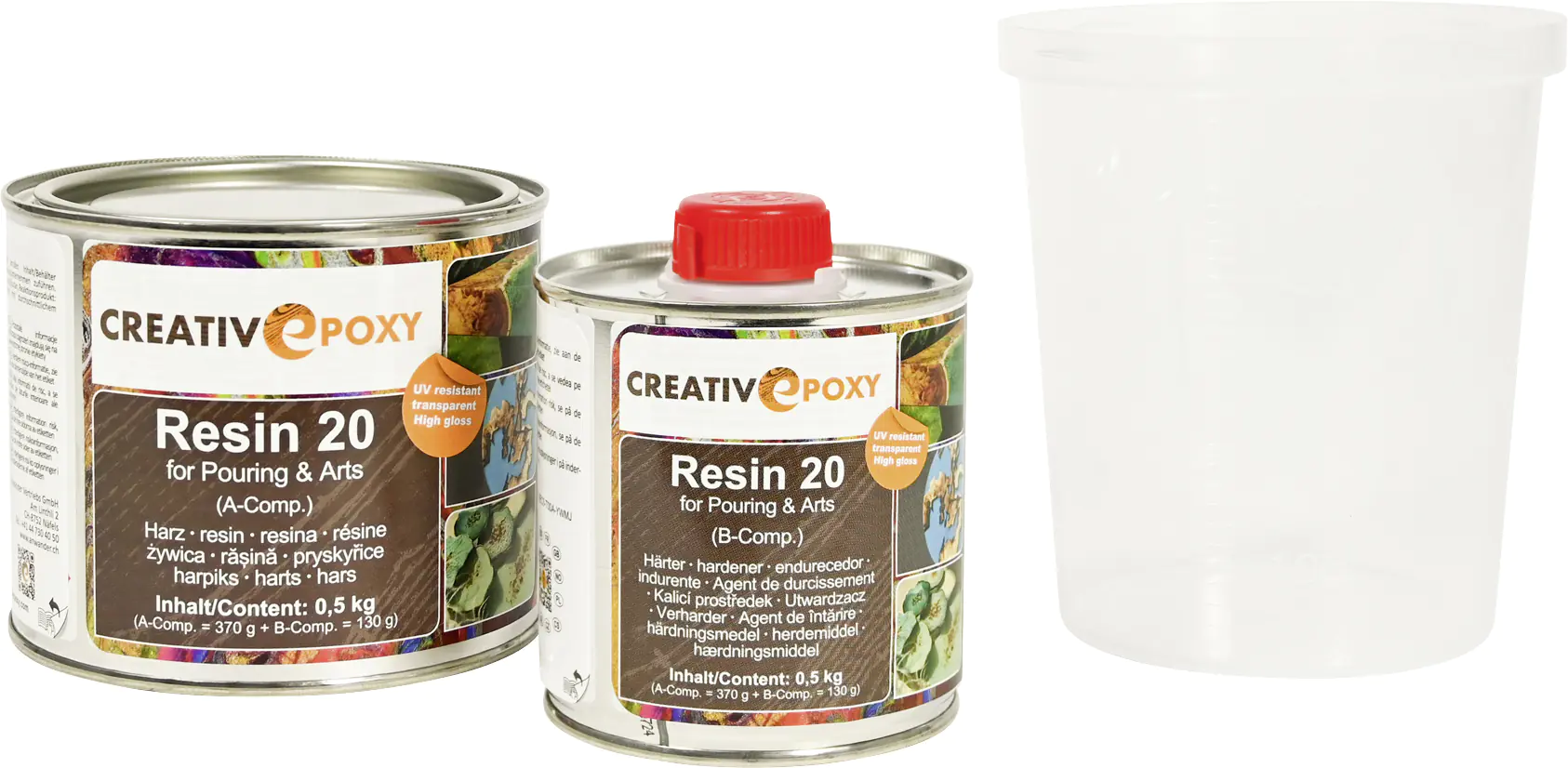 Gießharz 20 Epoxid A+B 0,5 kg MV 100:35 Gew, TZ 2 h, VH 20 mm Gießharz 20 Epoxid A+B 0,5 kg MV 100:35 Gew, TZ 2 h, VH 20 mm