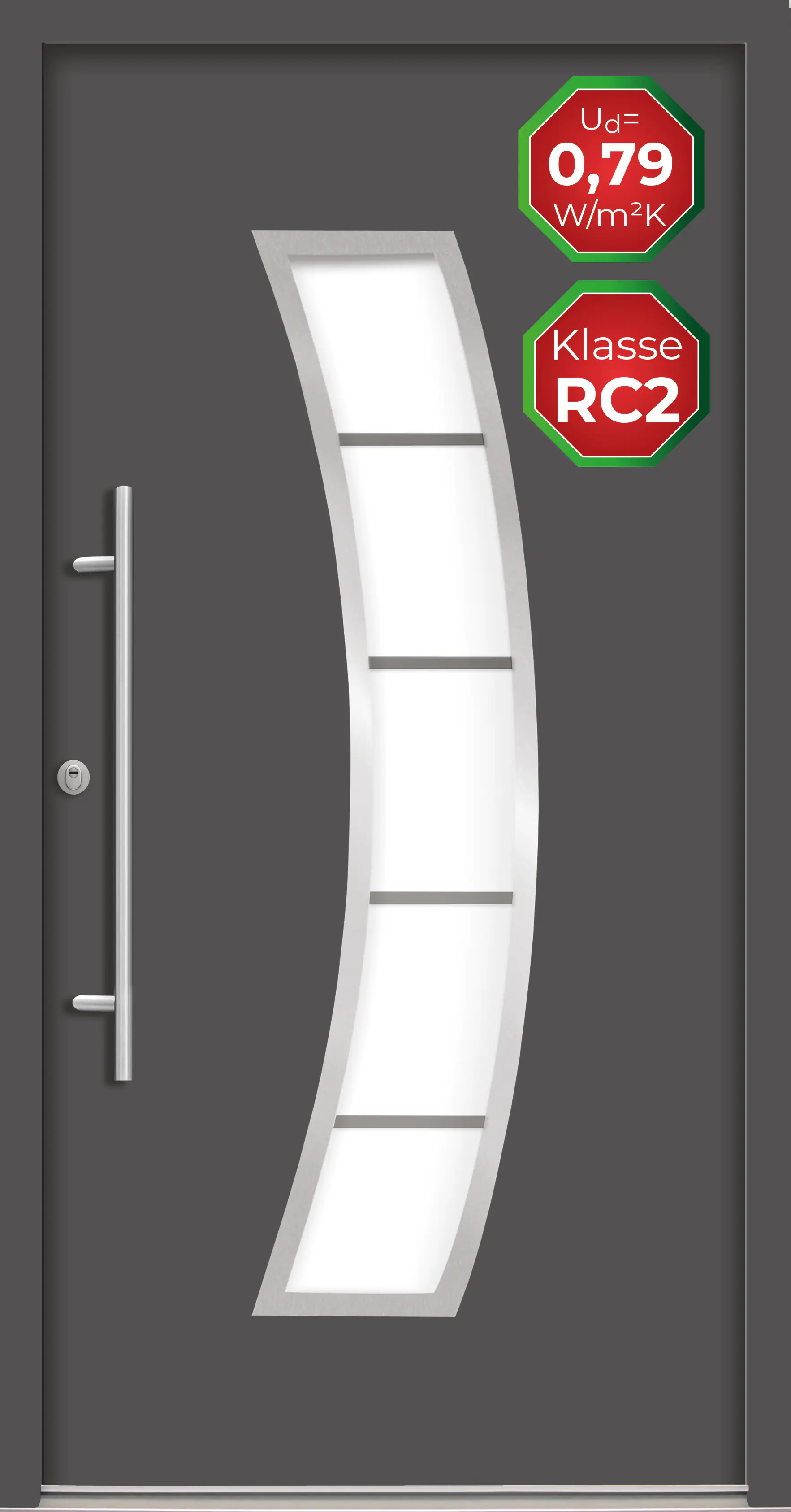 Splendoor Haustür Passivedoor Premium P14 RC2 Anthrazit DIN Links 110 x 210 cm