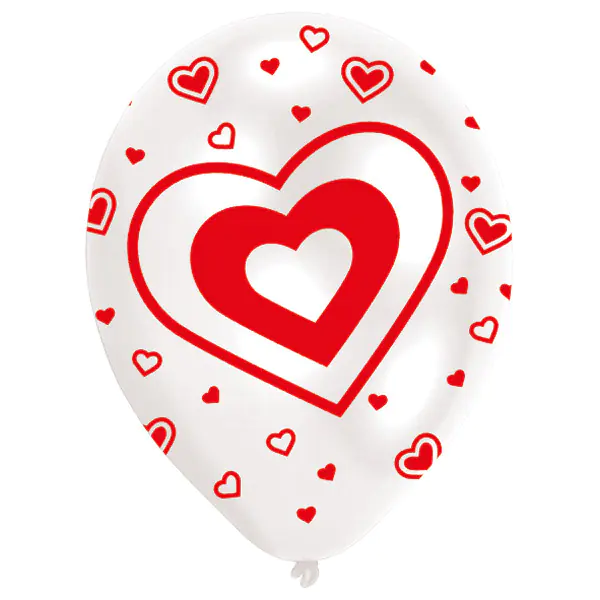 Riethmueller  Latexballons Herzen rot-weiß Ø 27 cm 6 Stück