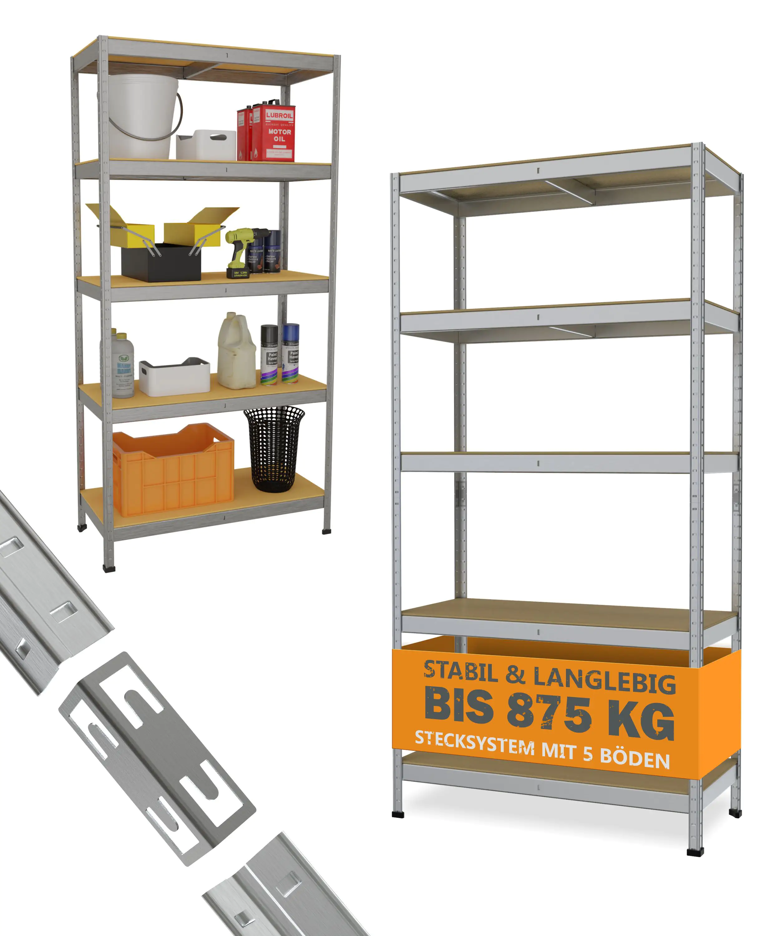 Schwerlastregal 180 x 90 x 40 cm 5 Holzböden 875 kg