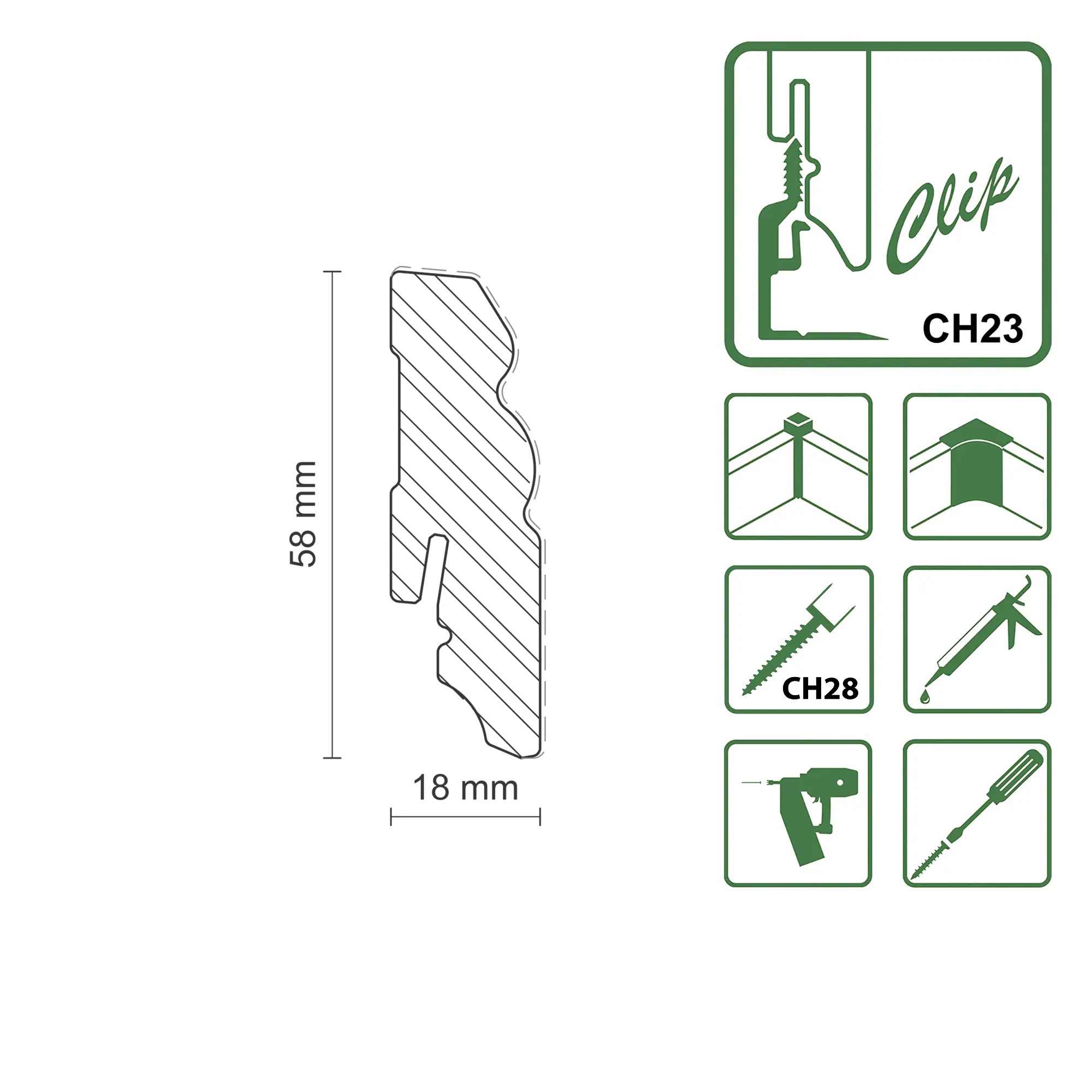 FN Neuhofer Sockelleiste profiliert 240 cm 58 x 18 mm Fichte oder Kiefer