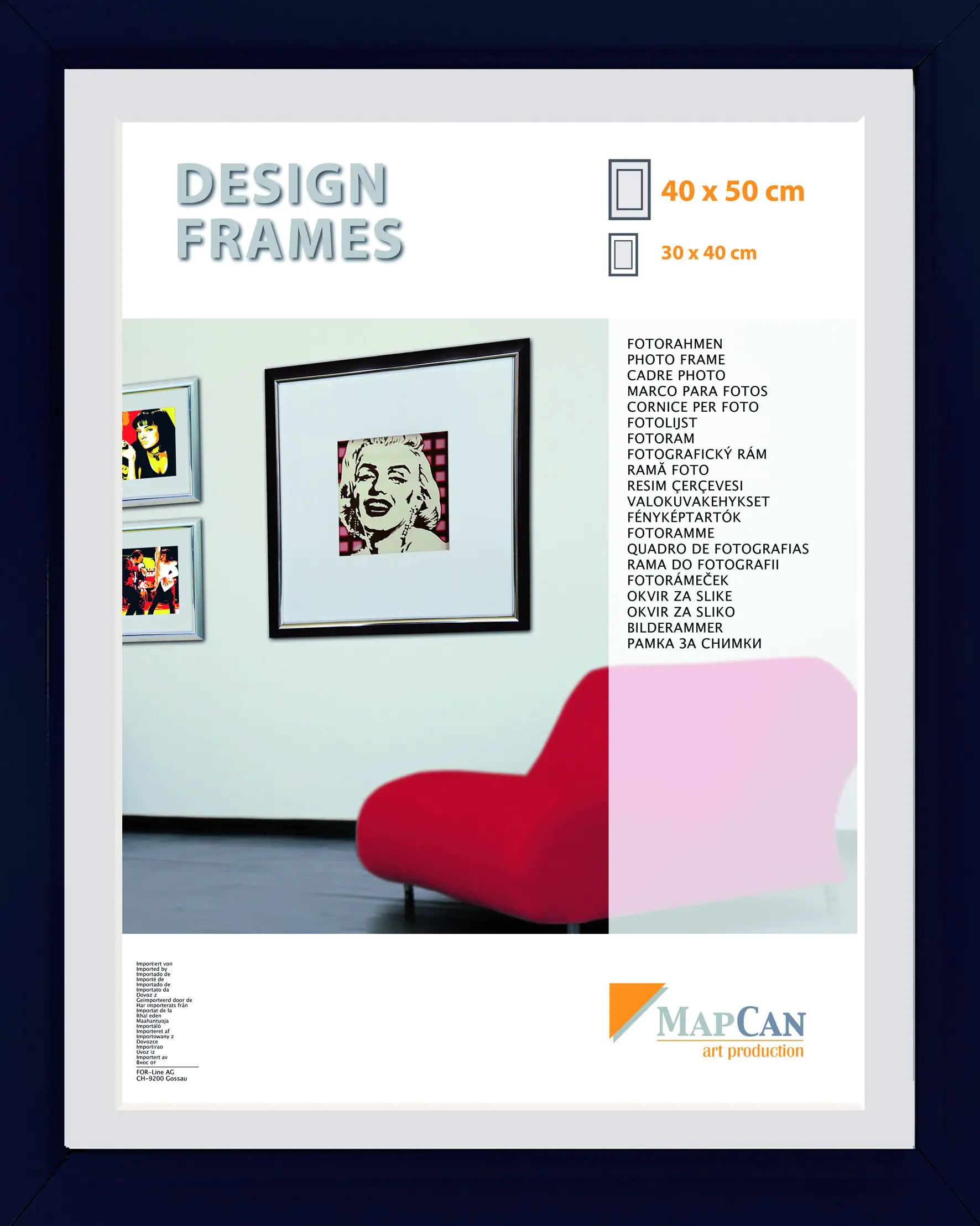 Holz Bilderrahmen Script schwarz, 40 x 50 cm