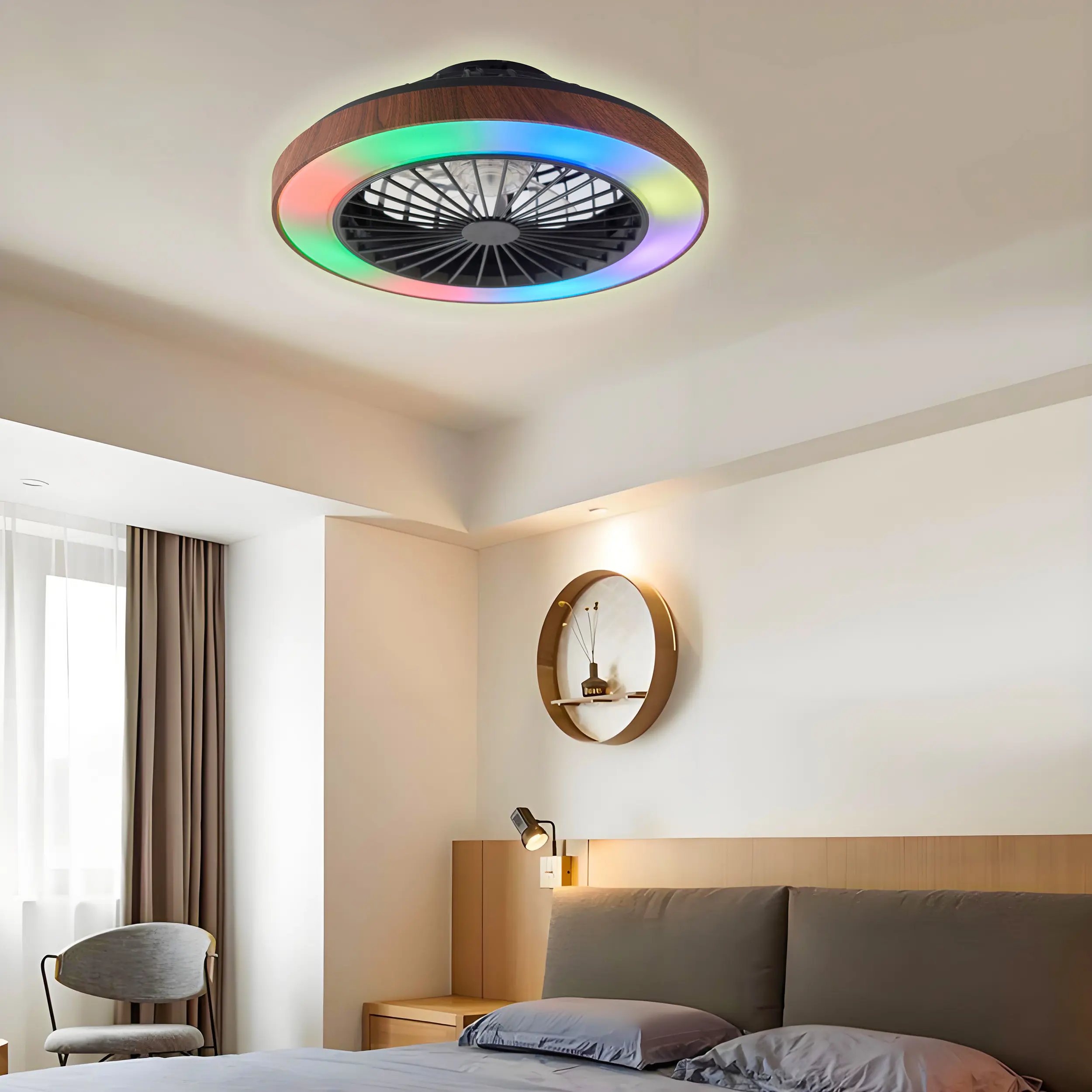 LED Deckenleuchte mit Ventilator Petra Ø 48 cm 40 W holzoptik LED Deckenleuchte mit Ventilator Petra Ø 48 cm 40 W holzoptik