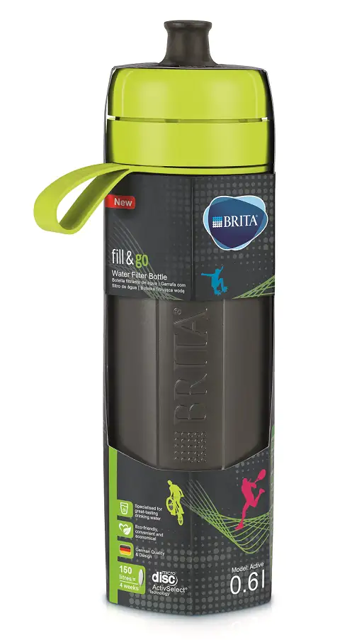 Brita Wasserfilter-Sportflasche Fill & Go Active zum Drücken 0,6 L limone