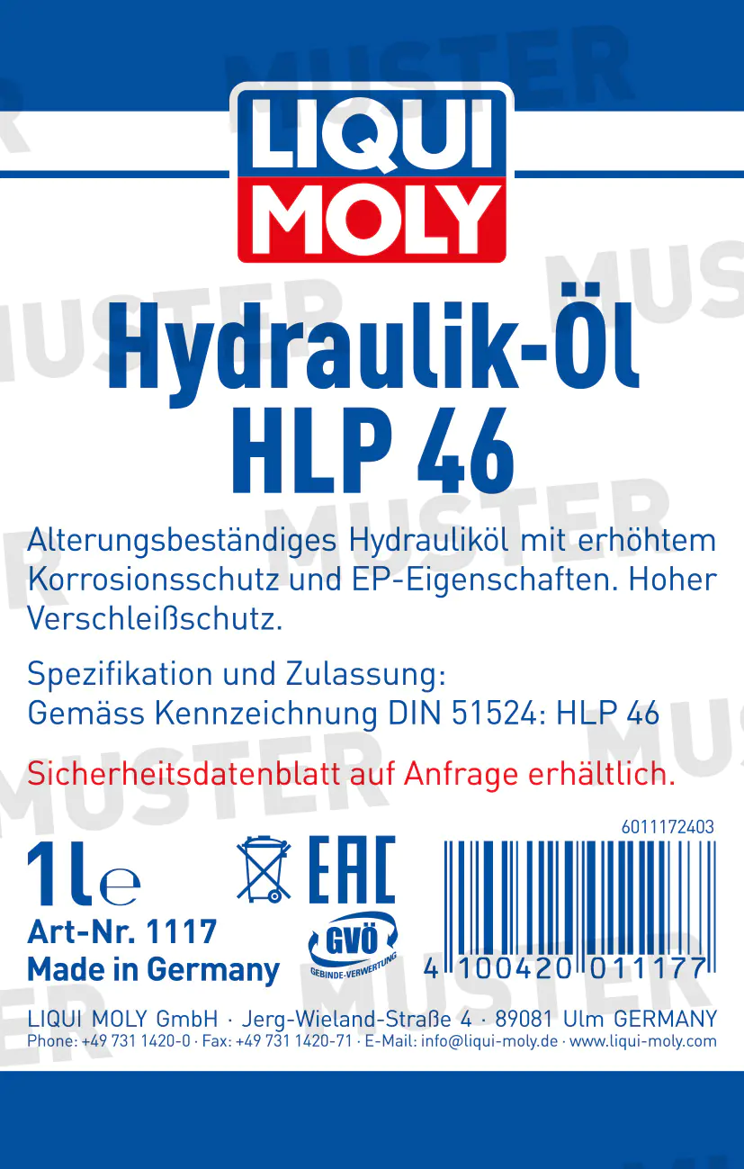 Liqui Moly Hydrauliköl HLP 46 1 L