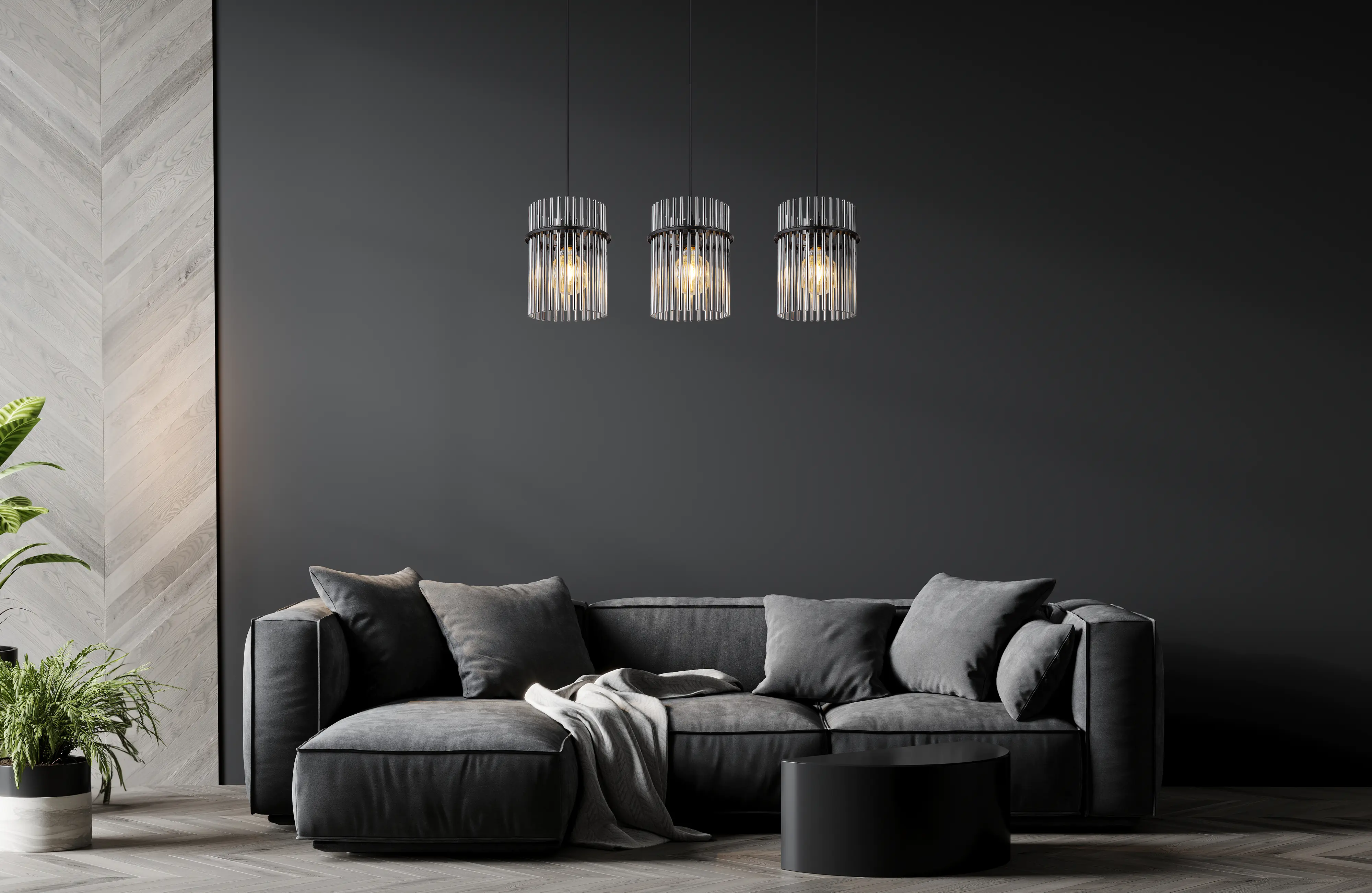 Globo 3er Hängeleuchte Gorley schwarz chrom 80 x 20 x 140 cm E27 Globo 3er Hängeleuchte Gorley schwarz chrom 80 x 20 x 140 cm E27