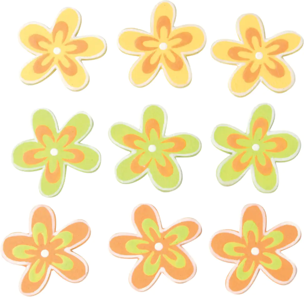 Glorex Streuteile Blumen 9 Stück, gelb