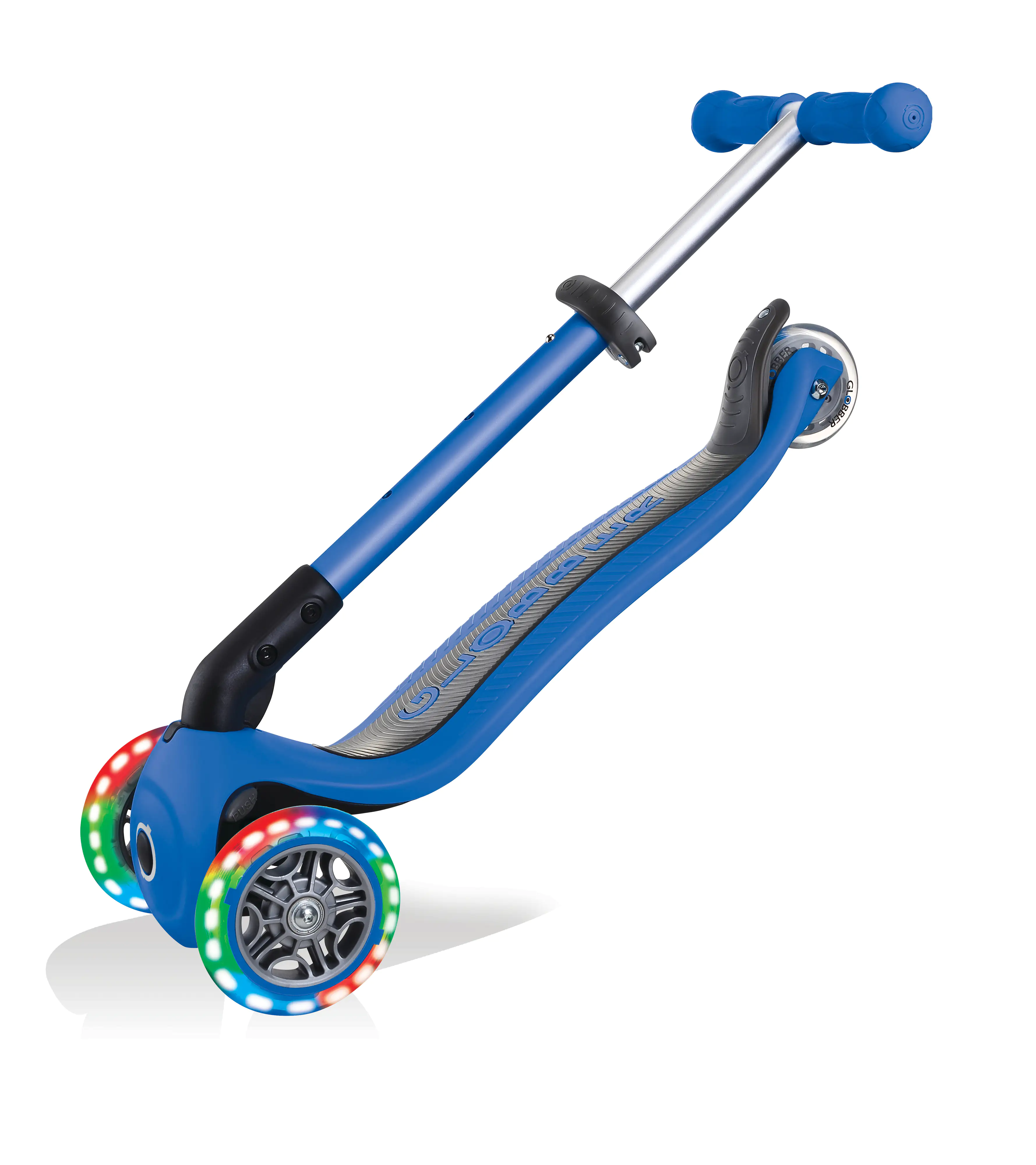 Globber Scooter Junior Foldable Lights dunkelblau mit Leuchtrollen